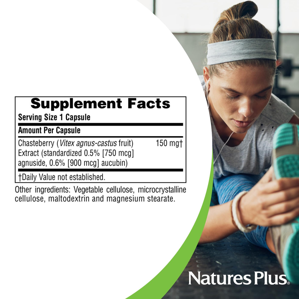 NaturesPlus Herbal Actives Chasteberry - 60 كبسولة، صحة الدورة الشهرية