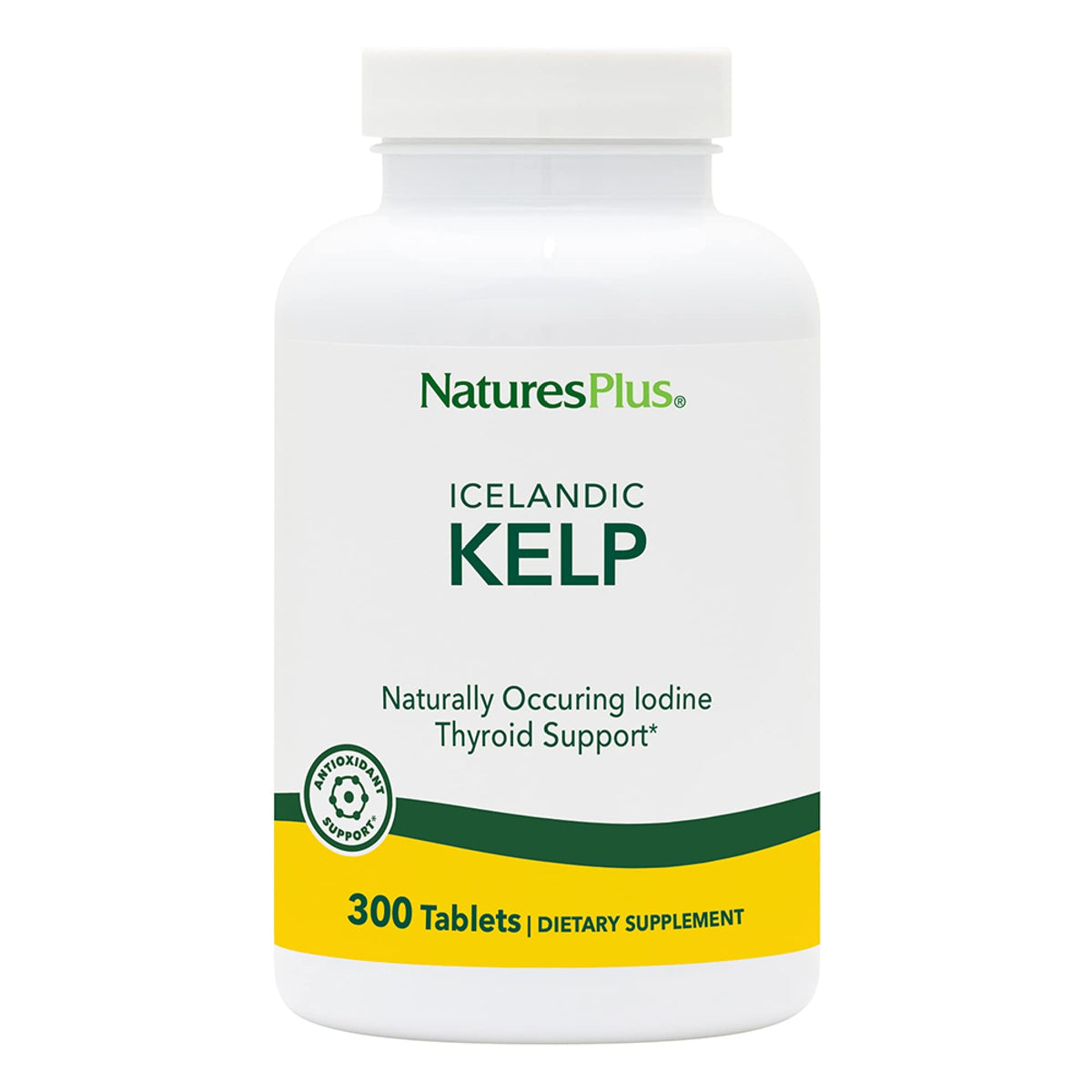 NaturesPlus Icelandic Kelp - 150 مكجم يود، 150 مجم عشب بحري | 300 قرص