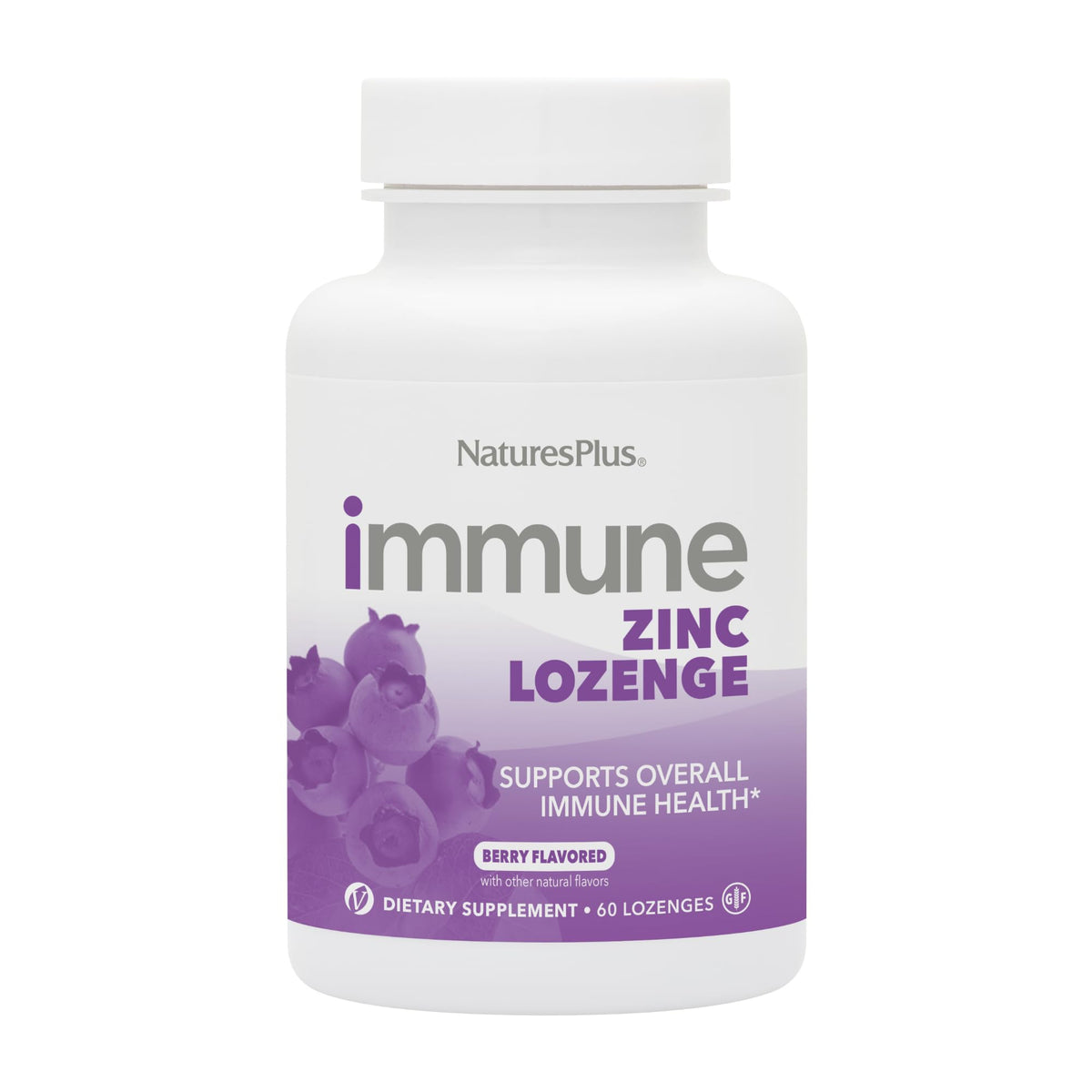 NaturesPlus Immune Zinc Pastille Berry - 60 قرص استحلاب - تركيبة زنك مزدوجة المفعول - نباتي وخالي من الغلوتين