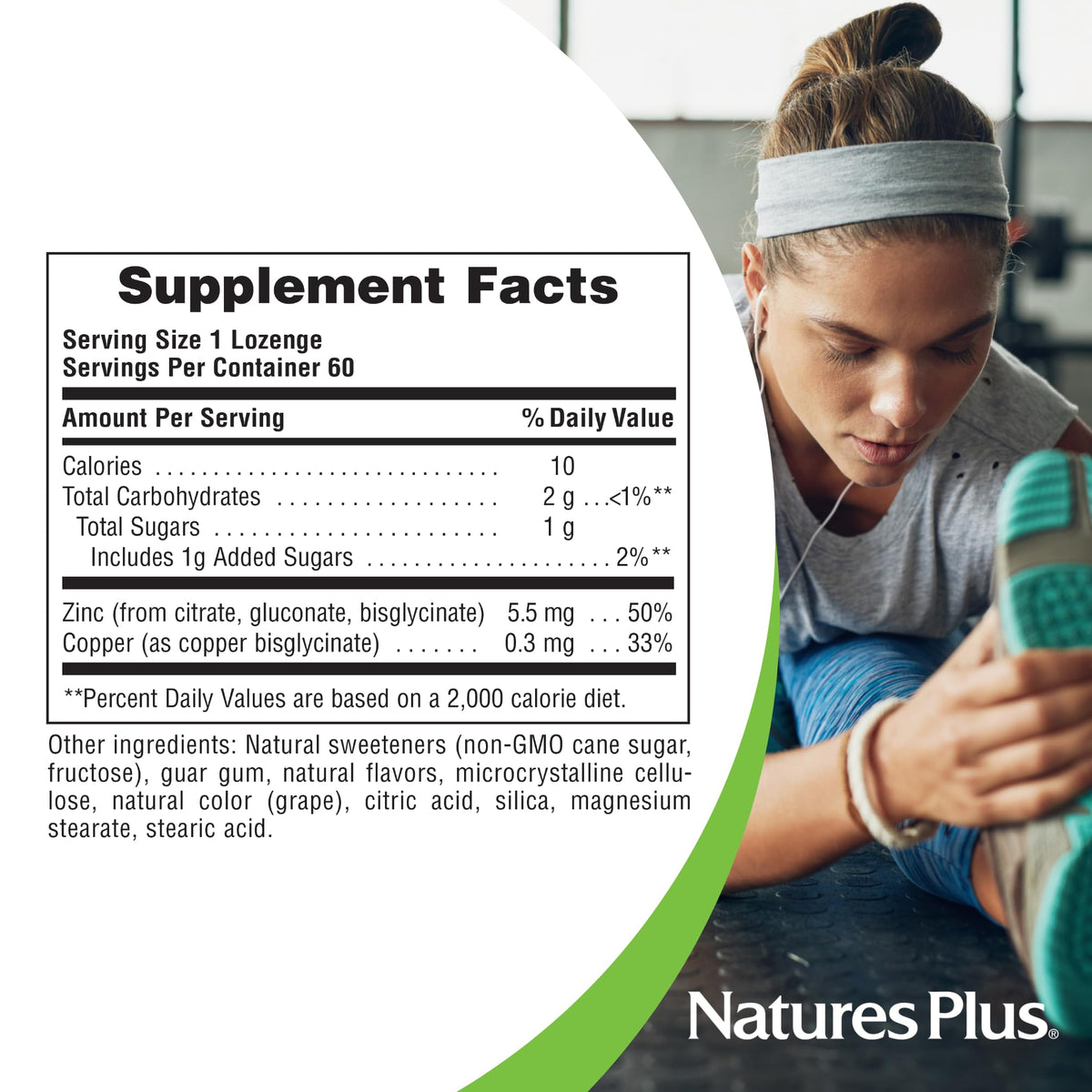 NaturesPlus Immune Zinc Pastille Berry - 60 قرص استحلاب - تركيبة زنك مزدوجة المفعول - نباتي وخالي من الغلوتين