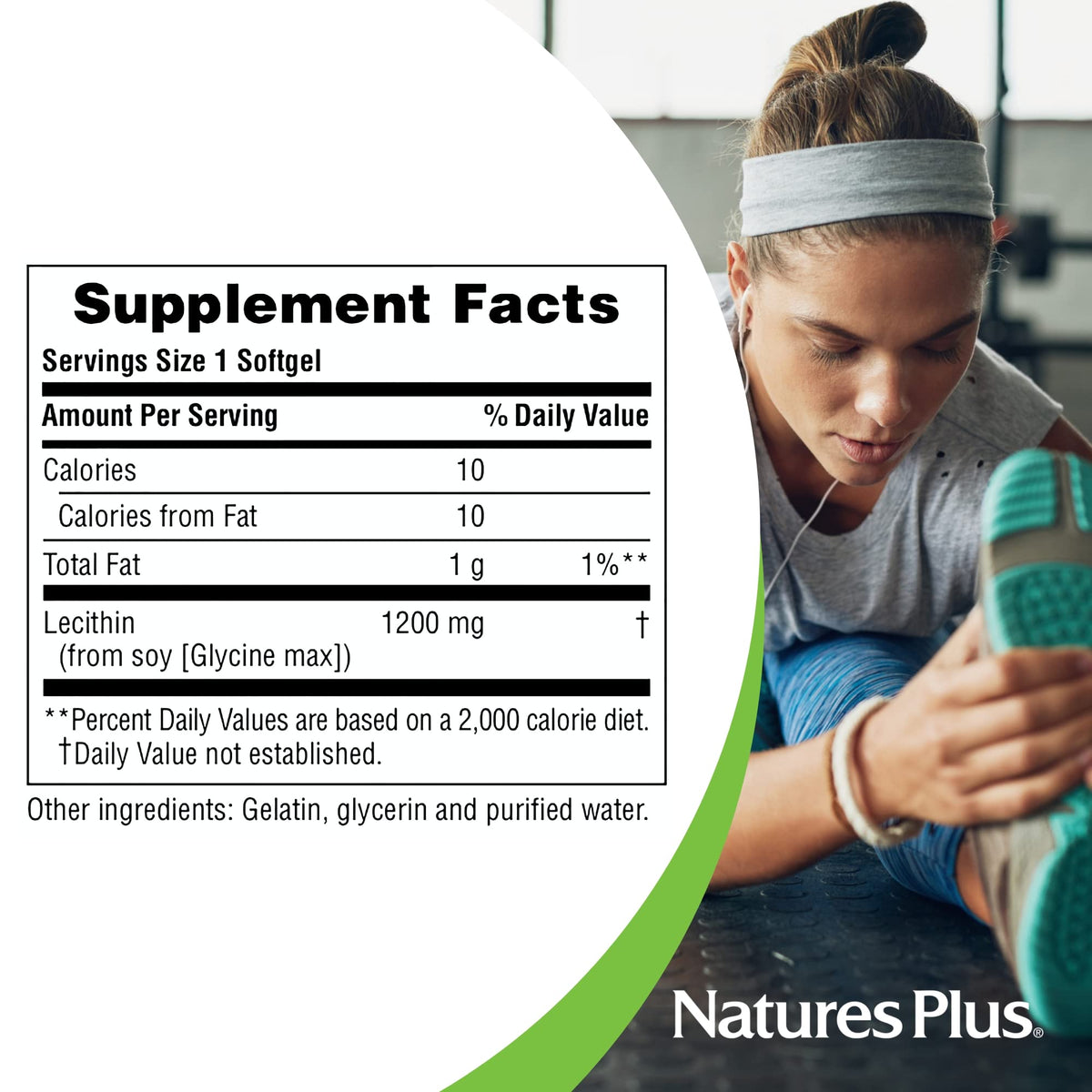 NaturesPlus ليسيثين 1200 ملغ | 90 كبسولة هلامية | خالٍ من الغلوتين | 90 جرعة
