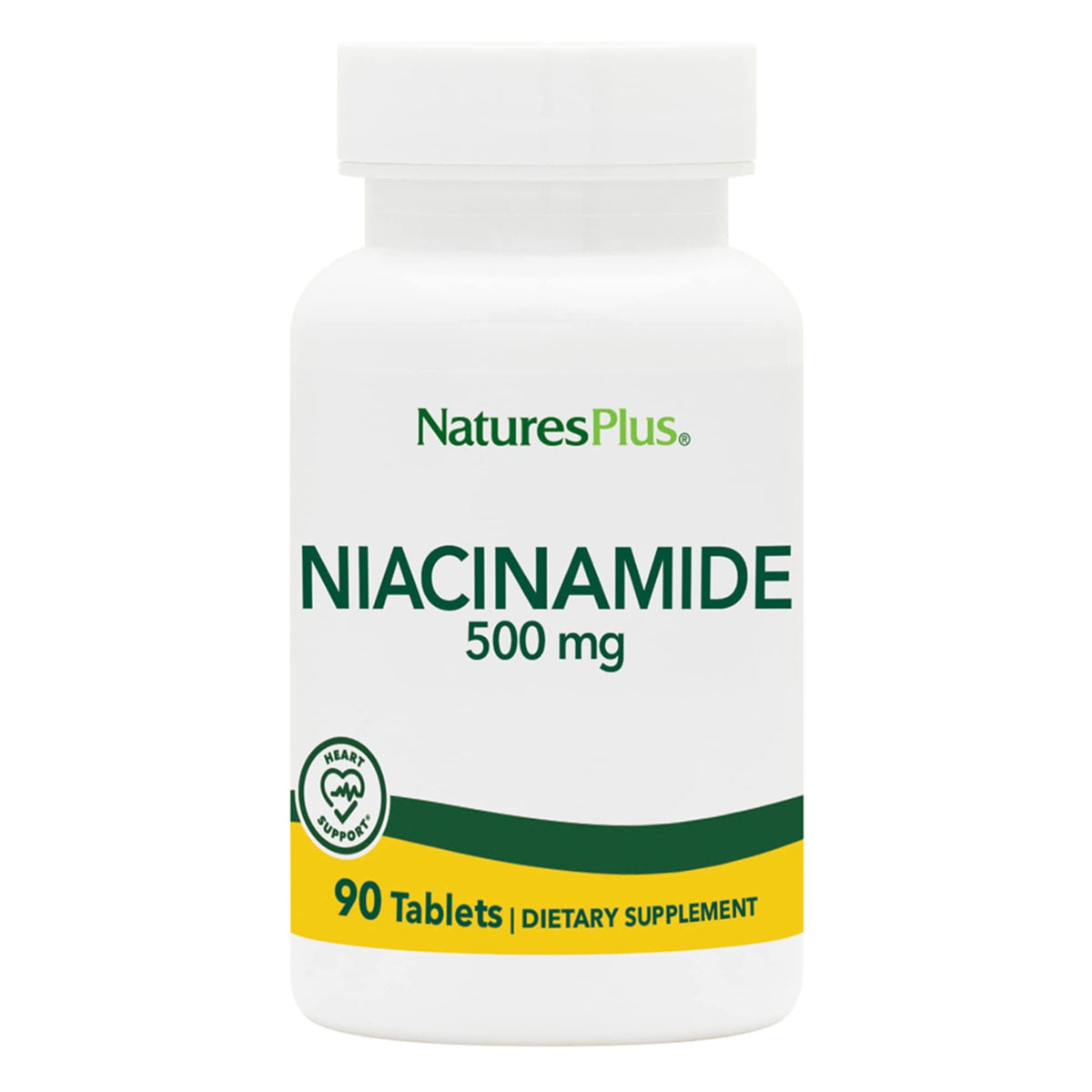 NaturesPlus Niacinamide 500 ملجم - 90 قرص | مكمل فيتامين ب3 (نباتي، خالي من الغلوتين)