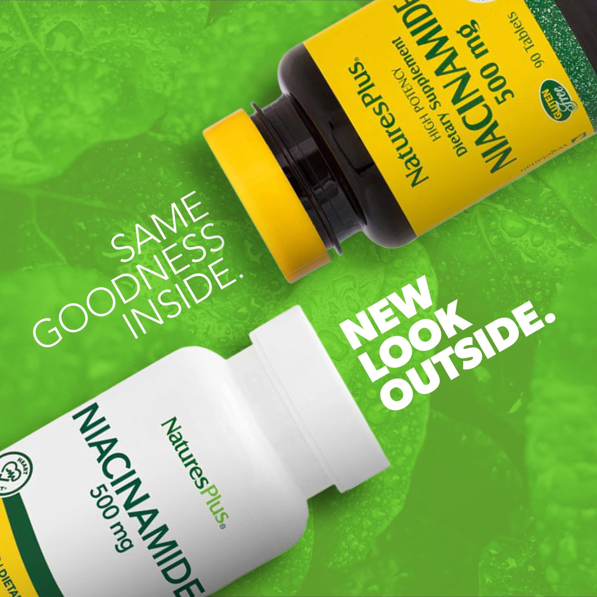 NaturesPlus Niacinamide 500 ملجم - 90 قرص | مكمل فيتامين ب3 (نباتي، خالي من الغلوتين)