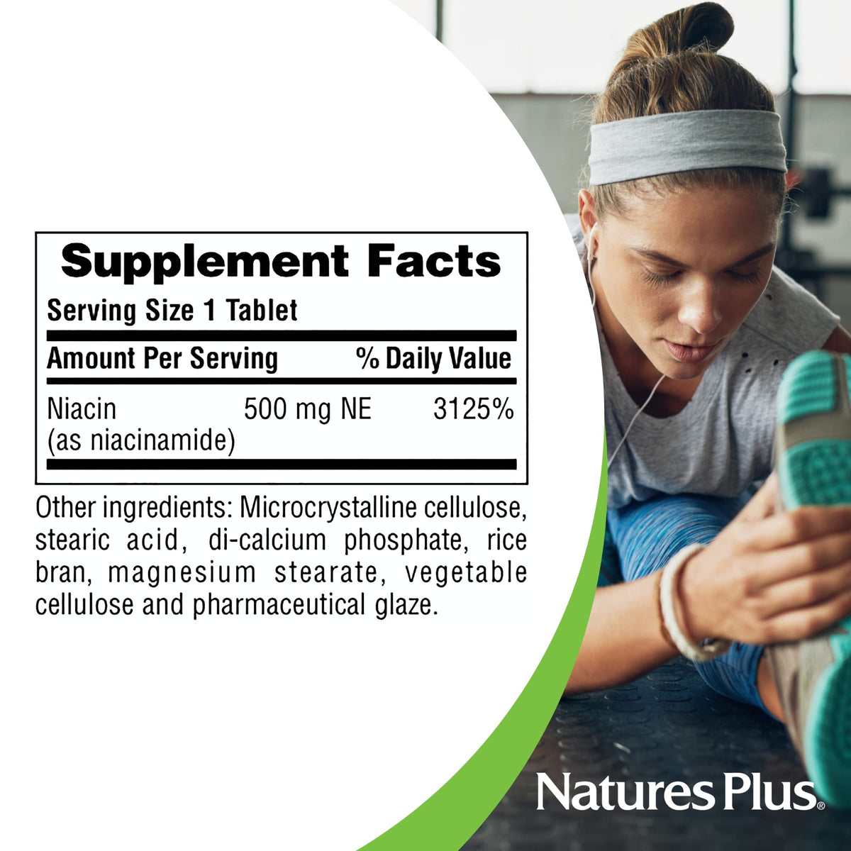 NaturesPlus Niacinamide 500 ملجم - 90 قرص | مكمل فيتامين ب3 (نباتي، خالي من الغلوتين)