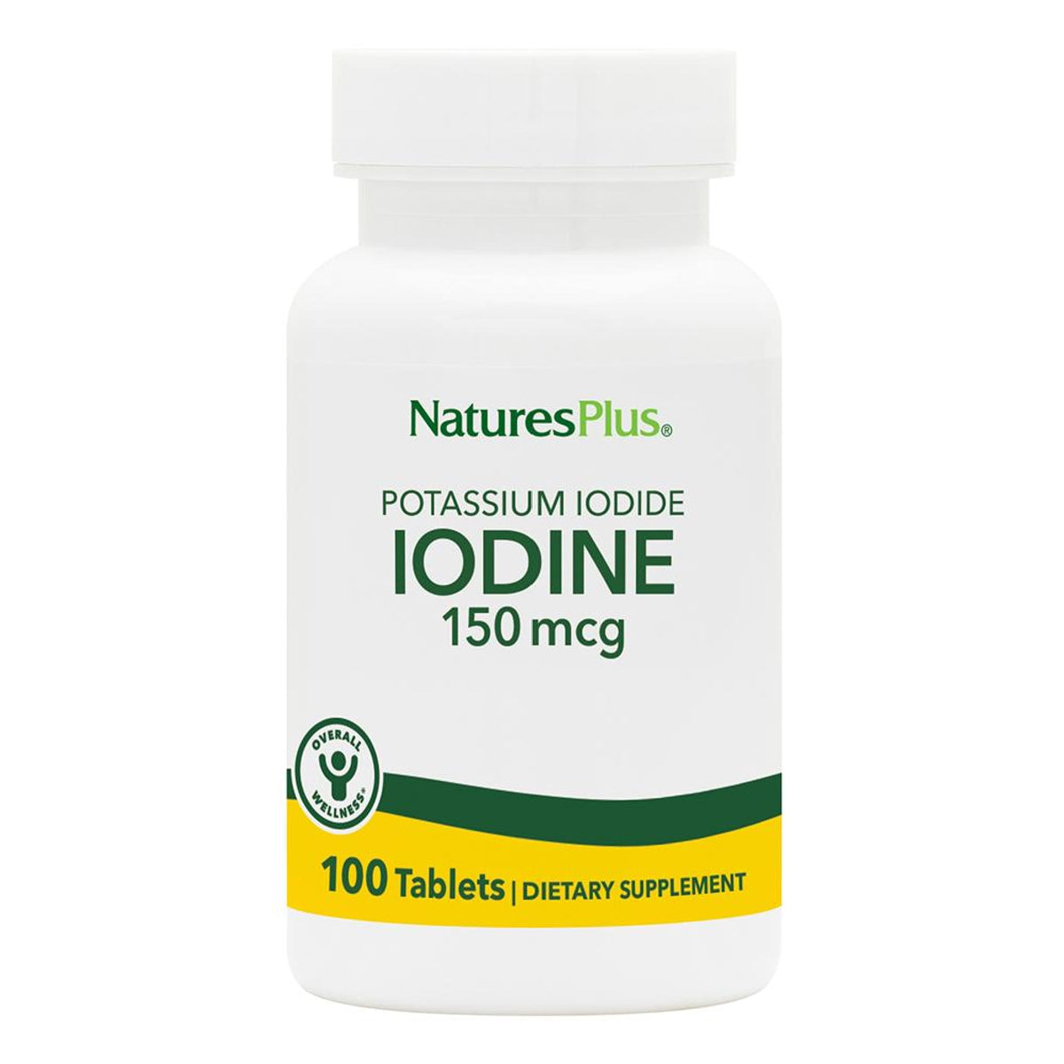 NaturesPlus بوتاسيوم أيوديد 150 مكجم - 100 قرص نباتي | دعم الغدة الدرقية والجهاز التنفسي