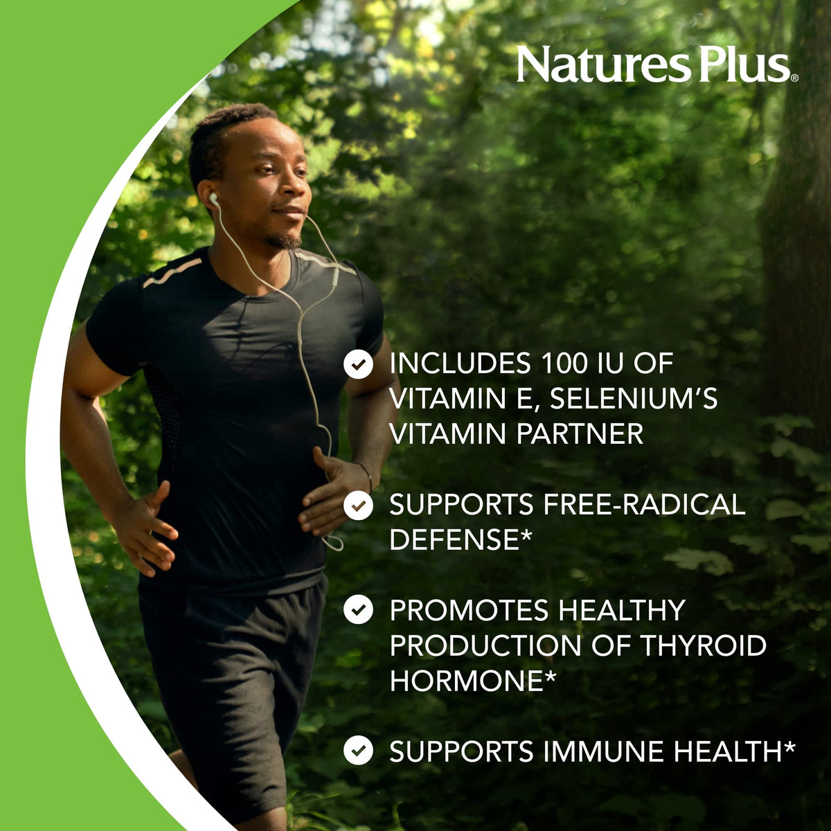 NaturesPlus Super Selenium Complex - 200 مكجم، 90 قرصًا نباتيًا | دعم الغدة الدرقية ومضاد للأكسدة