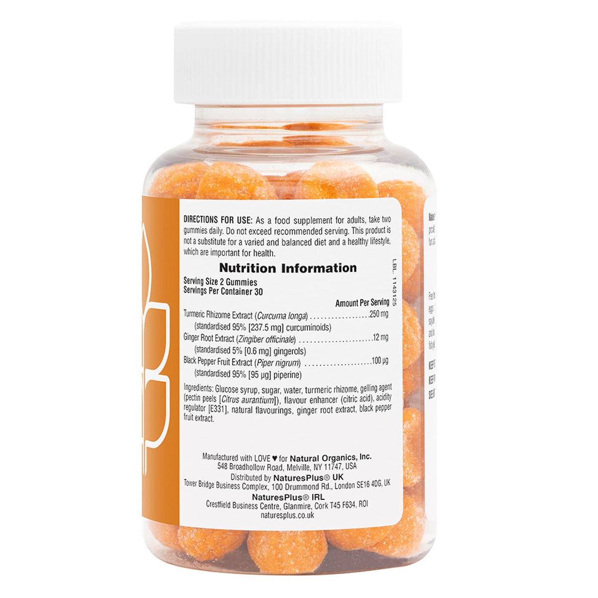 NaturesPlus علكة الكركم والكركمين - بالخوخ (60 علكة) | لدعم المفاصل والجهاز الهضمي والقلب والأوعية الدموية | نباتي، خالٍ من الغلوتين، غير معدل وراثيًا | 30 حصة