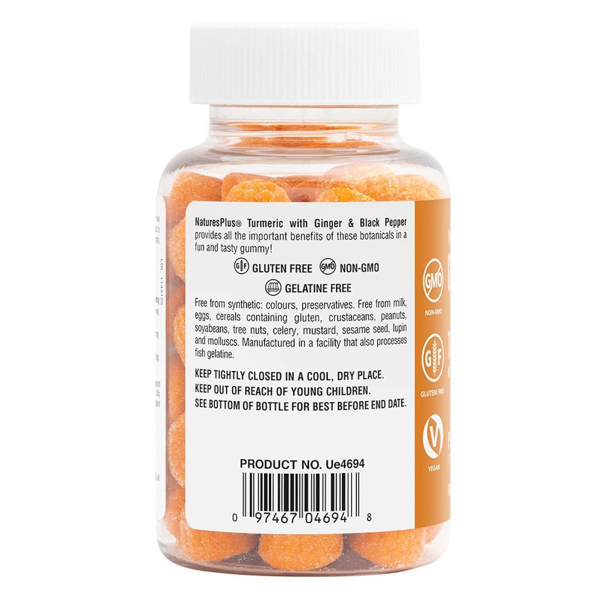 NaturesPlus علكة الكركم والكركمين - بالخوخ (60 علكة) | لدعم المفاصل والجهاز الهضمي والقلب والأوعية الدموية | نباتي، خالٍ من الغلوتين، غير معدل وراثيًا | 30 حصة