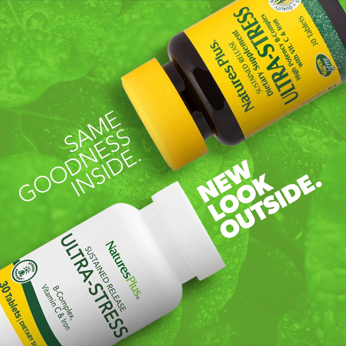 NaturesPlus Ultra-Stress مع الحديد | 30 قرصًا نباتيًا | تخفيف التوتر