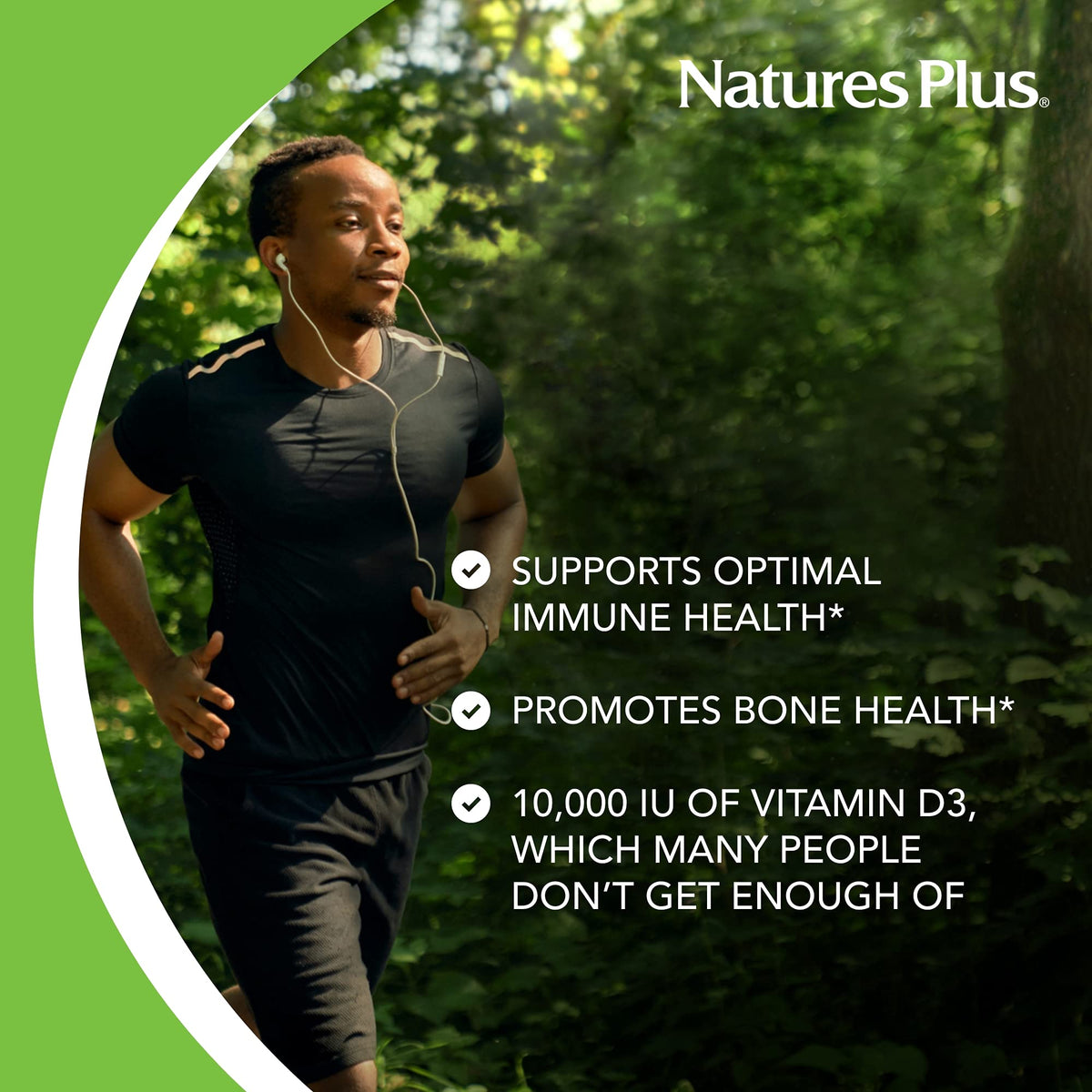 NaturesPlus فيتامين د3 10000 وحدة دولية - 60 كبسولة هلامية | لصحة العظام ودعم المناعة | خالٍ من الغلوتين