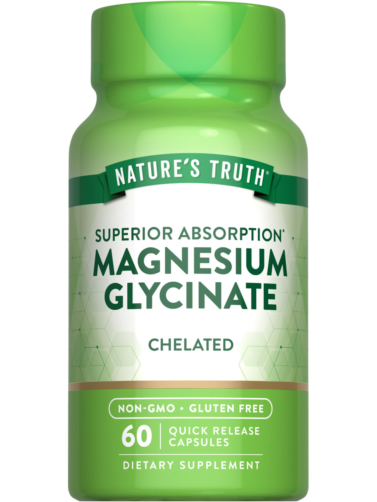 Nature's Truth مغنيسيوم جليسينات 200 ملجم – 60 كبسولة | غير معدل وراثيًا، خالي من الجلوتين