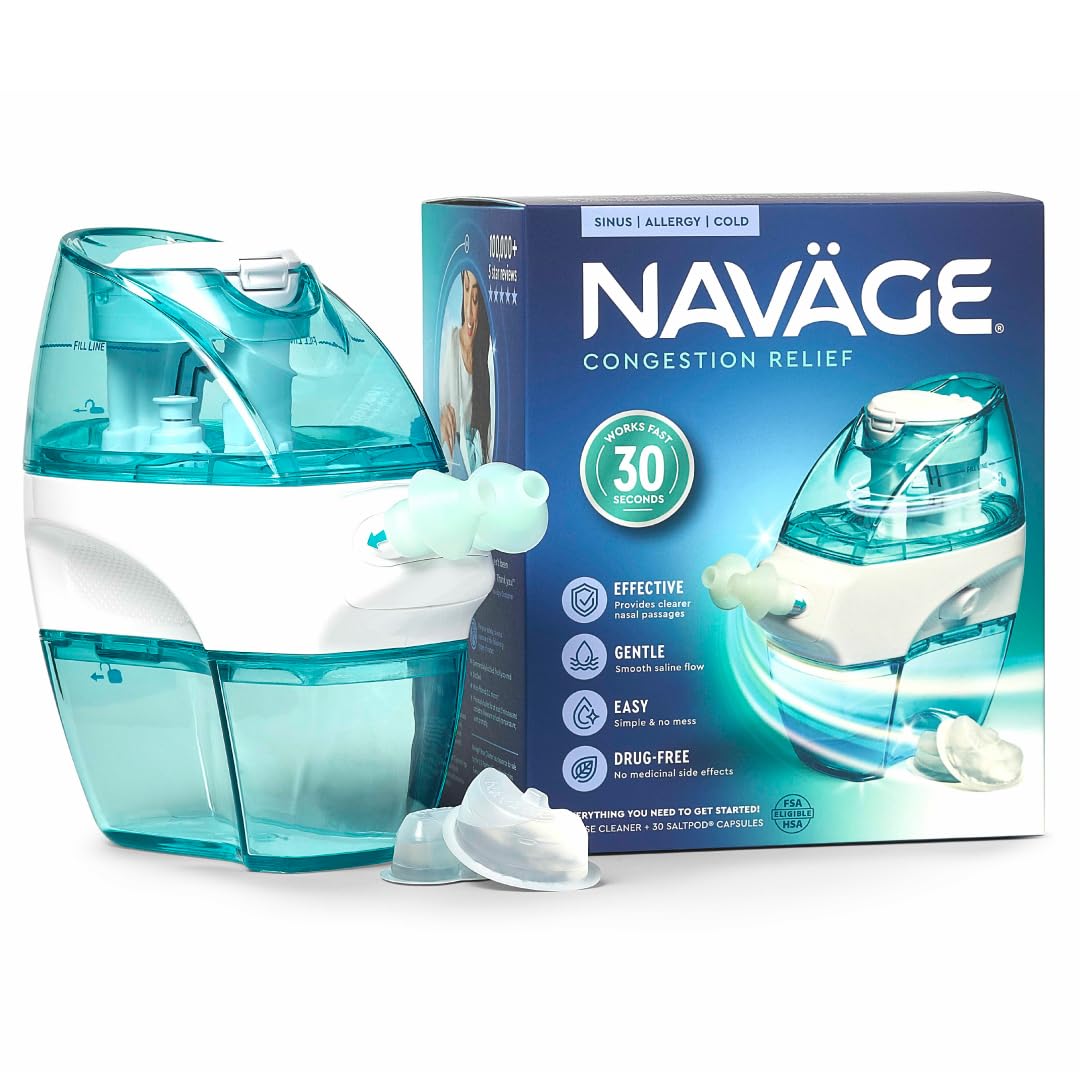 Navage Starter Bundle | Nasal Irrigation System with 1 Nose Cleaner & 30 Salt Pods