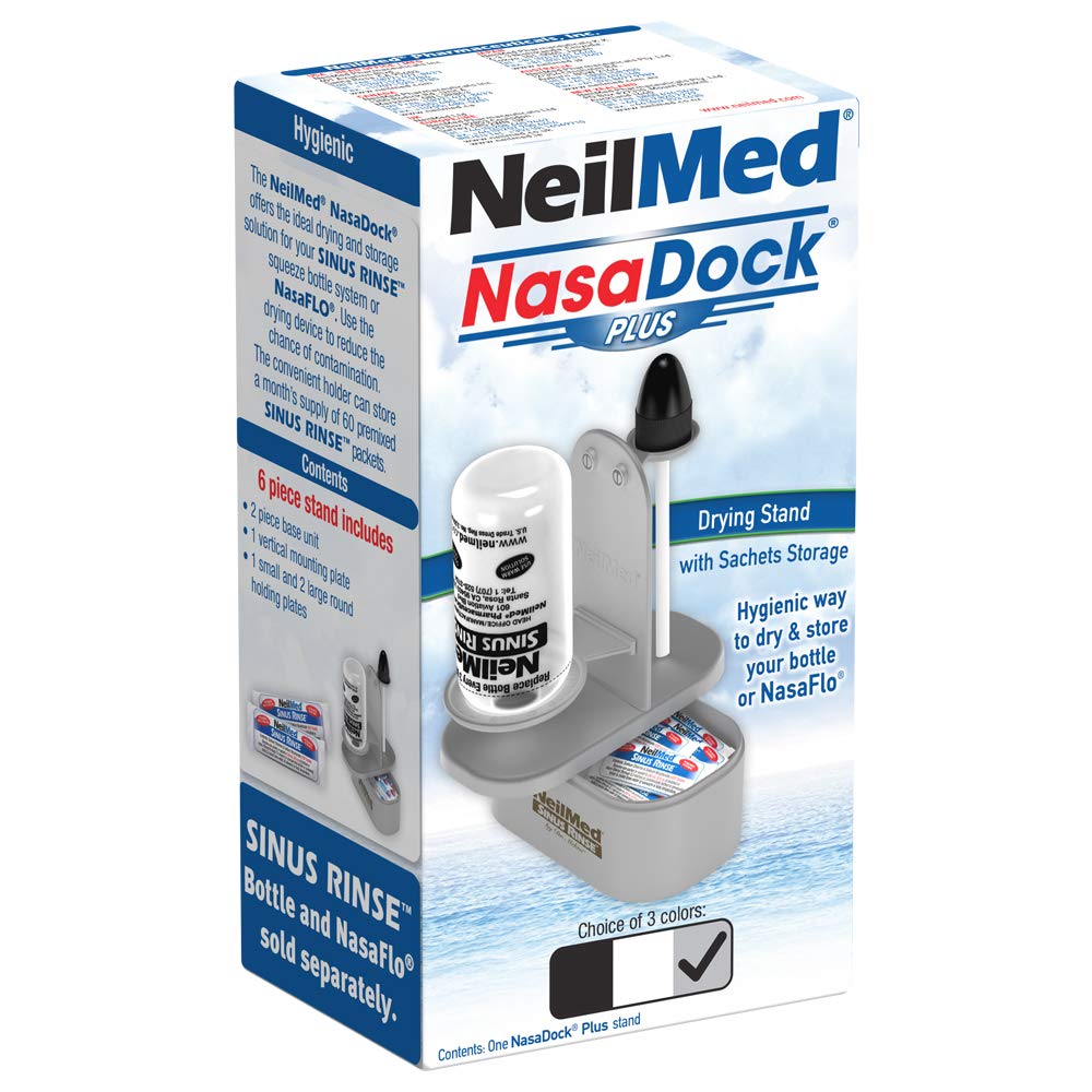 Supporto NeilMed NasaDock Plus - Grigio | Asciugatura e conservazione per flaconi squeeze e lota