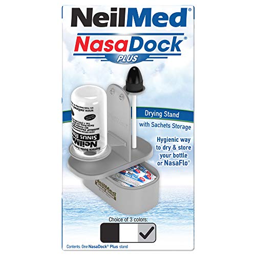 Supporto NeilMed NasaDock Plus - Grigio | Asciugatura e conservazione per flaconi squeeze e lota