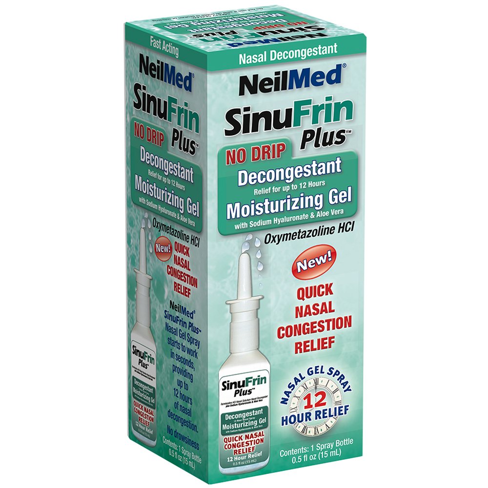 NeilMed Sinufrin Plus Decongestant Moisturizing Gel β Quick Nasal Relief, No-Drip, 0.5 fl oz