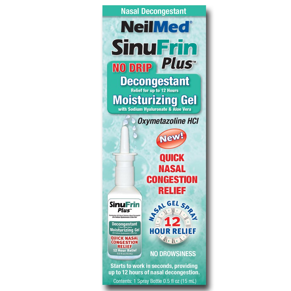 NeilMed Sinufrin Plus Decongestant Moisturizing Gel β Quick Nasal Relief, No-Drip, 0.5 fl oz