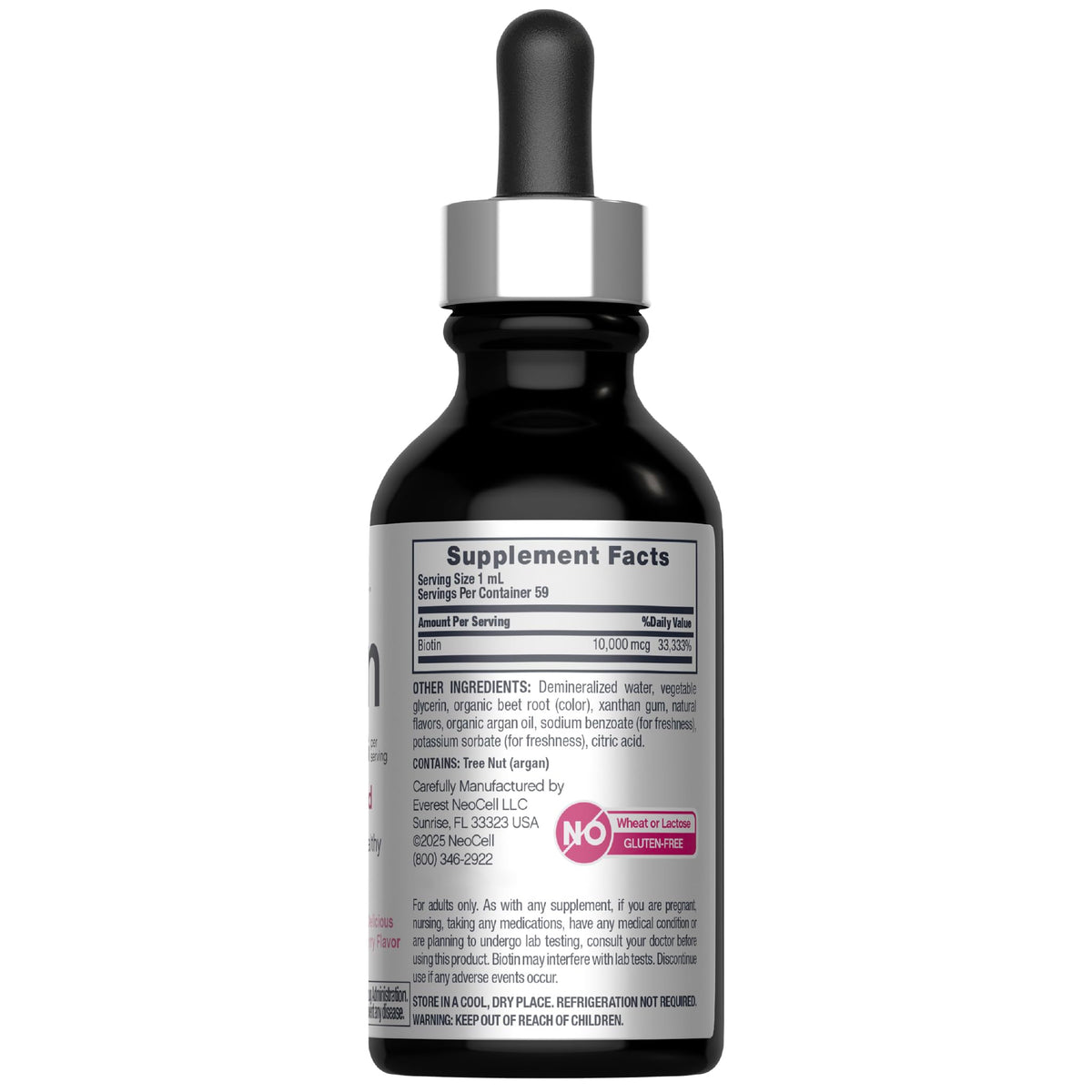 NeoCell Biotin Liquid Drops 10000mcg β 2oz Berry Flavor | Hair, Skin & Nails