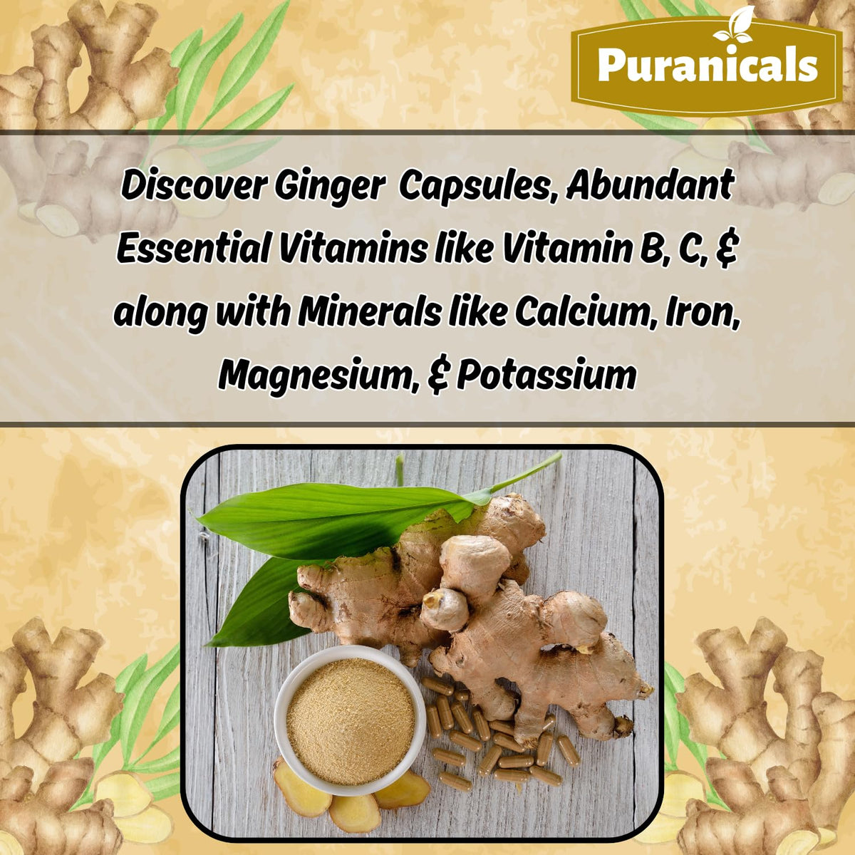Puranicals Ginger Premium 320 Capsules β Non-GMO, Gluten Free, 700 mg per Serving, 100% Pure Ginger Root Powder