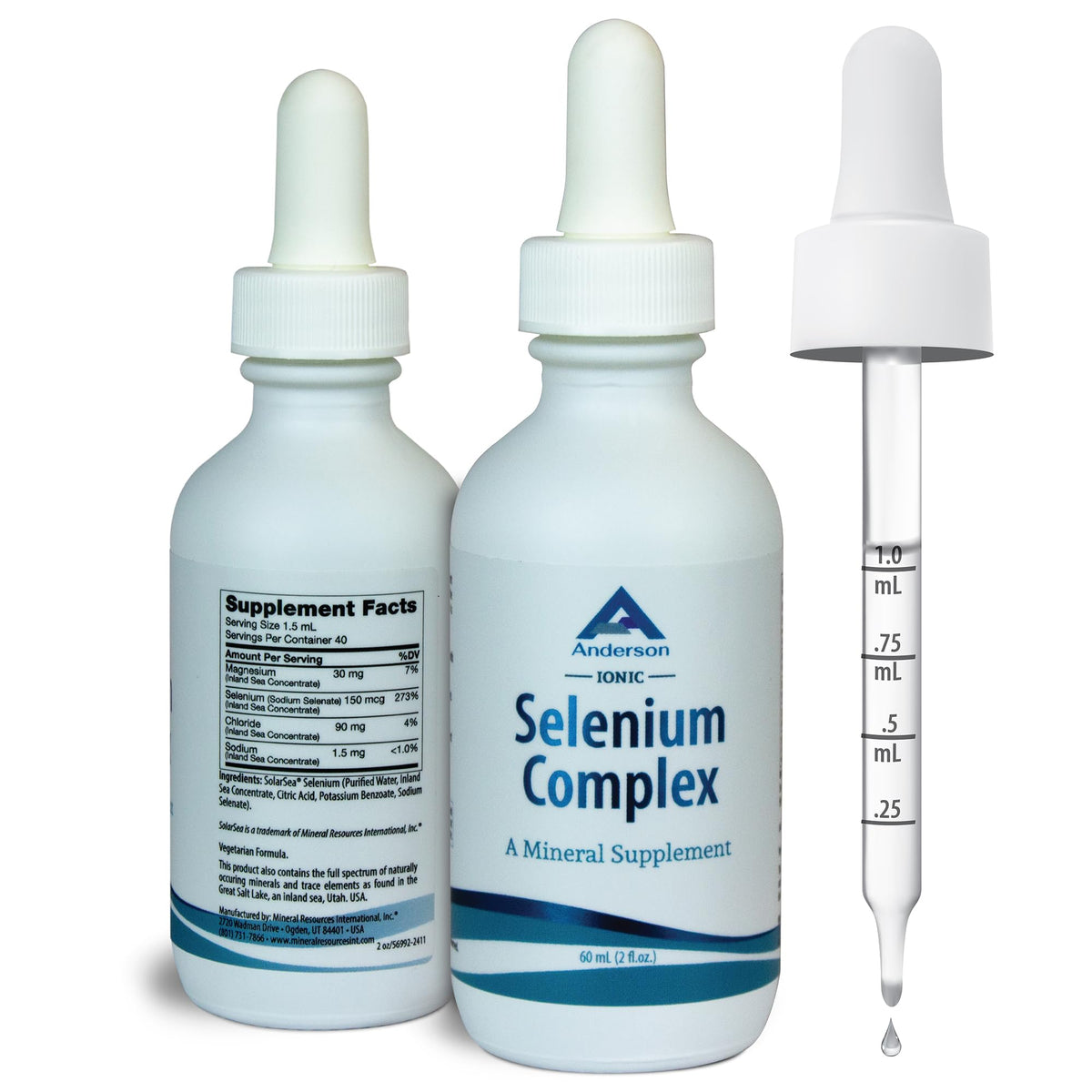 Anderson Ionic Selenium Complex β Liquid Selenium Drops for Thyroid & Immune Support | 2 fl oz, 40 Servings
