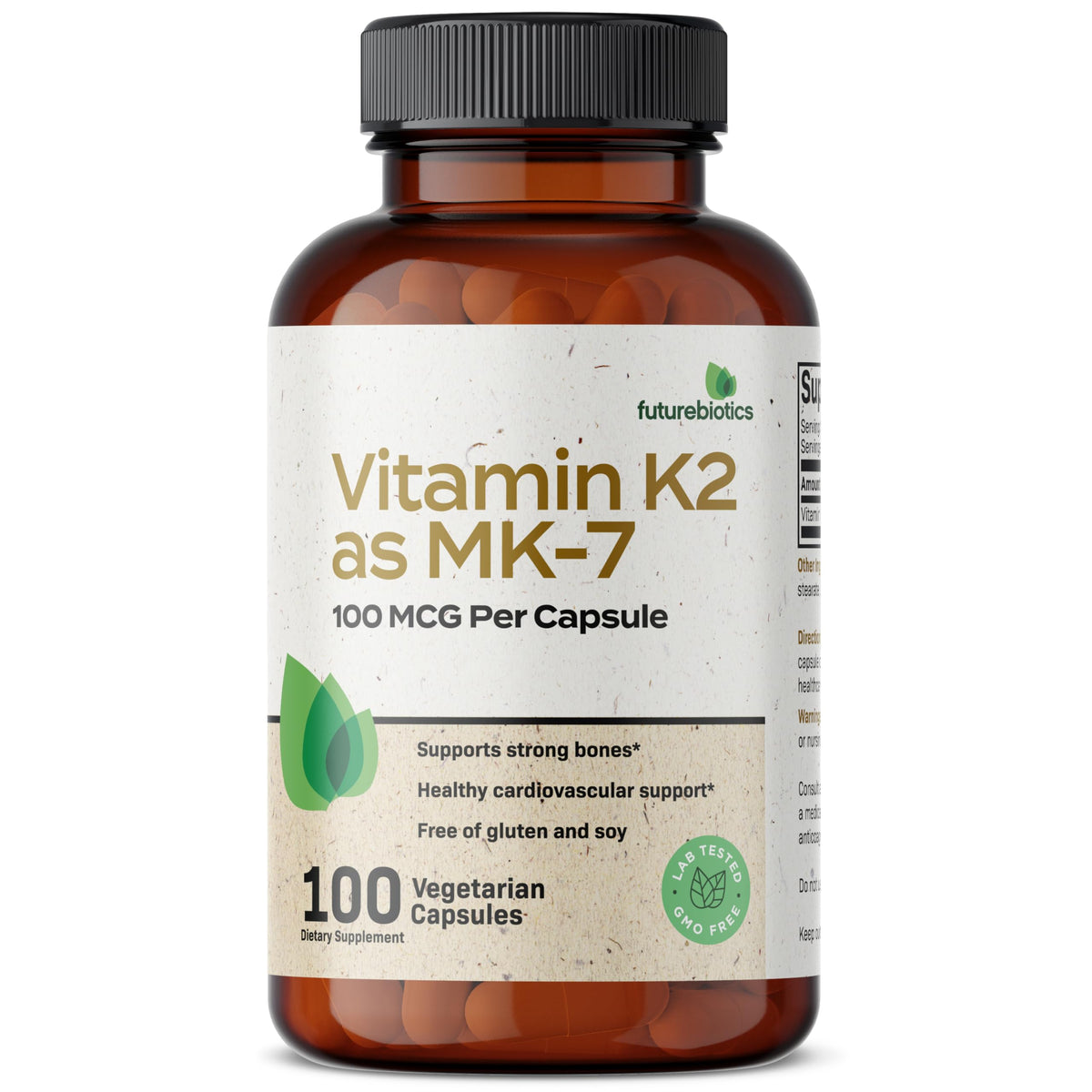 Futurebiotics Vitamin K2 MK-7 100 mcg – Supports Strong Bones, Non-GMO, 100 Veg Capsules