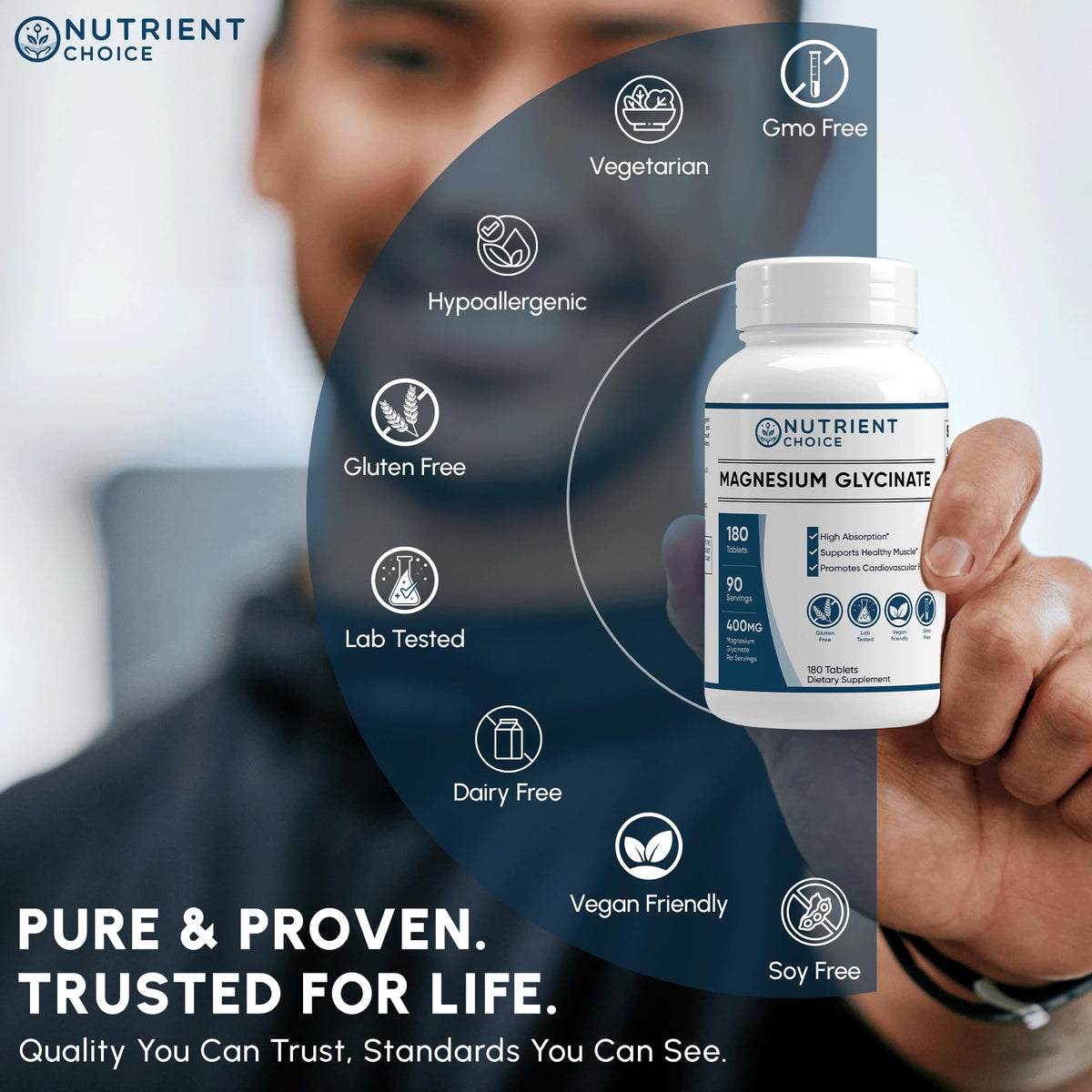 400 mg Magnesio Glicinato – 180 Compresse | Alto Assorbimento, Non-OGM
