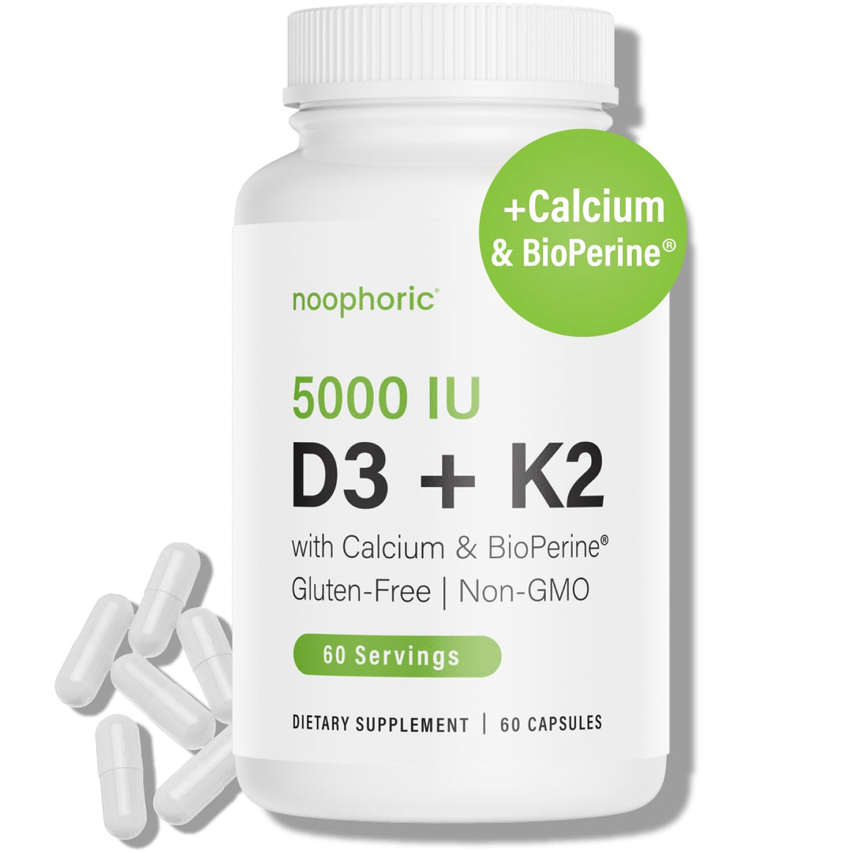 Noophoric D3 K2 5000 IU – فيتامين د3 وك2 MK-7 لصحة العظام
