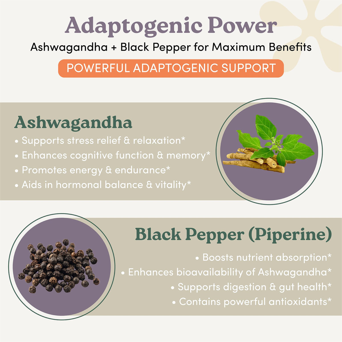 nootrimind Organic Ashwagandha Extra Strength β Stress, Mood & Energy Support with Black Pepper | 60 Capsules | Non-GMO, Vegan, Gluten Free