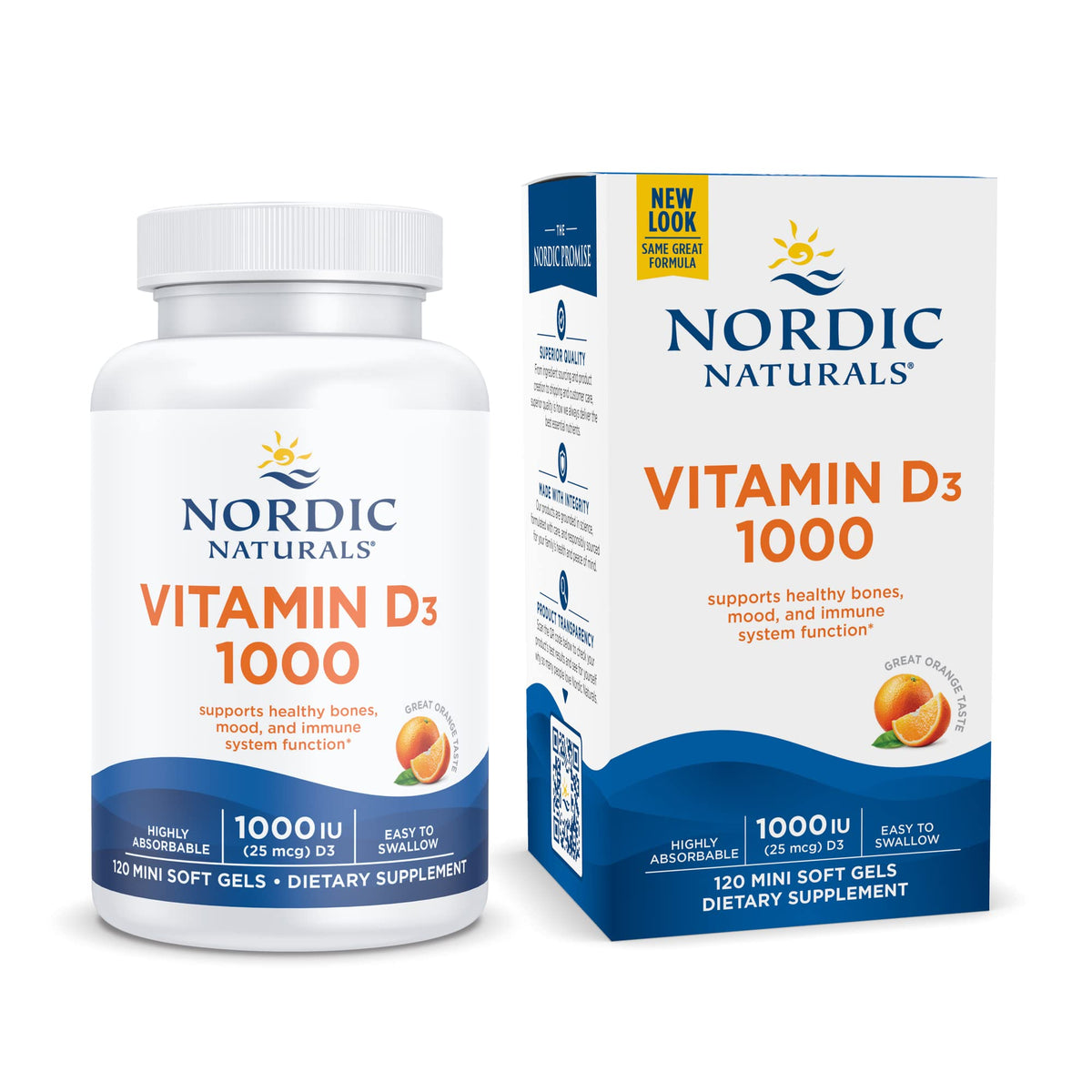 Nordic Naturals Vitamin D3 1000 Orange β 120 Mini Soft Gels | 1000 IU D3 for Bone, Mood & Immune Support