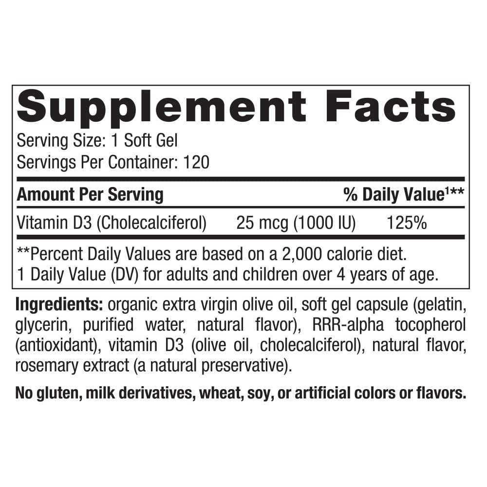 Nordic Naturals Vitamin D3 1000 Orange β 120 Mini Soft Gels | 1000 IU D3 for Bone, Mood & Immune Support