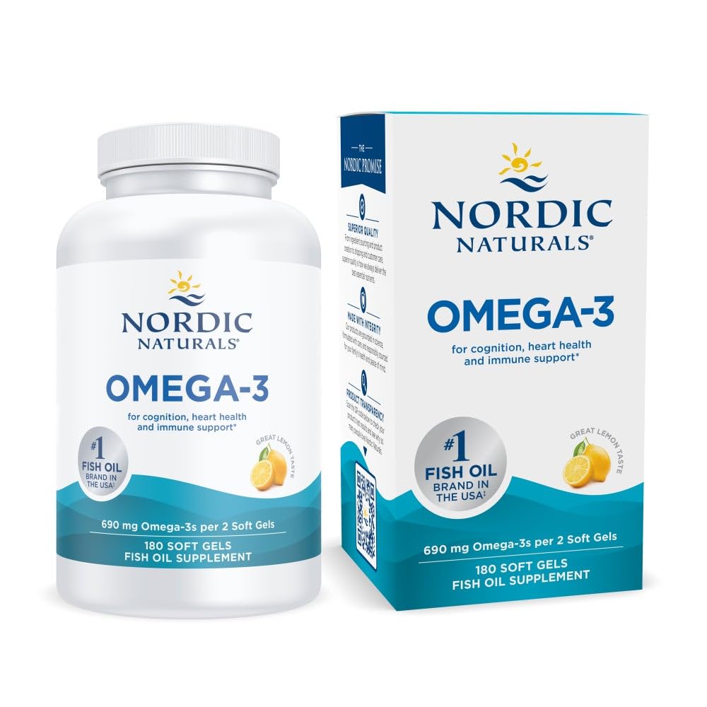 Nordic Naturals Omega-3 Lemon β 180 Soft Gels | 690 mg EPA/DHA | 90 Servings | Non-GMO