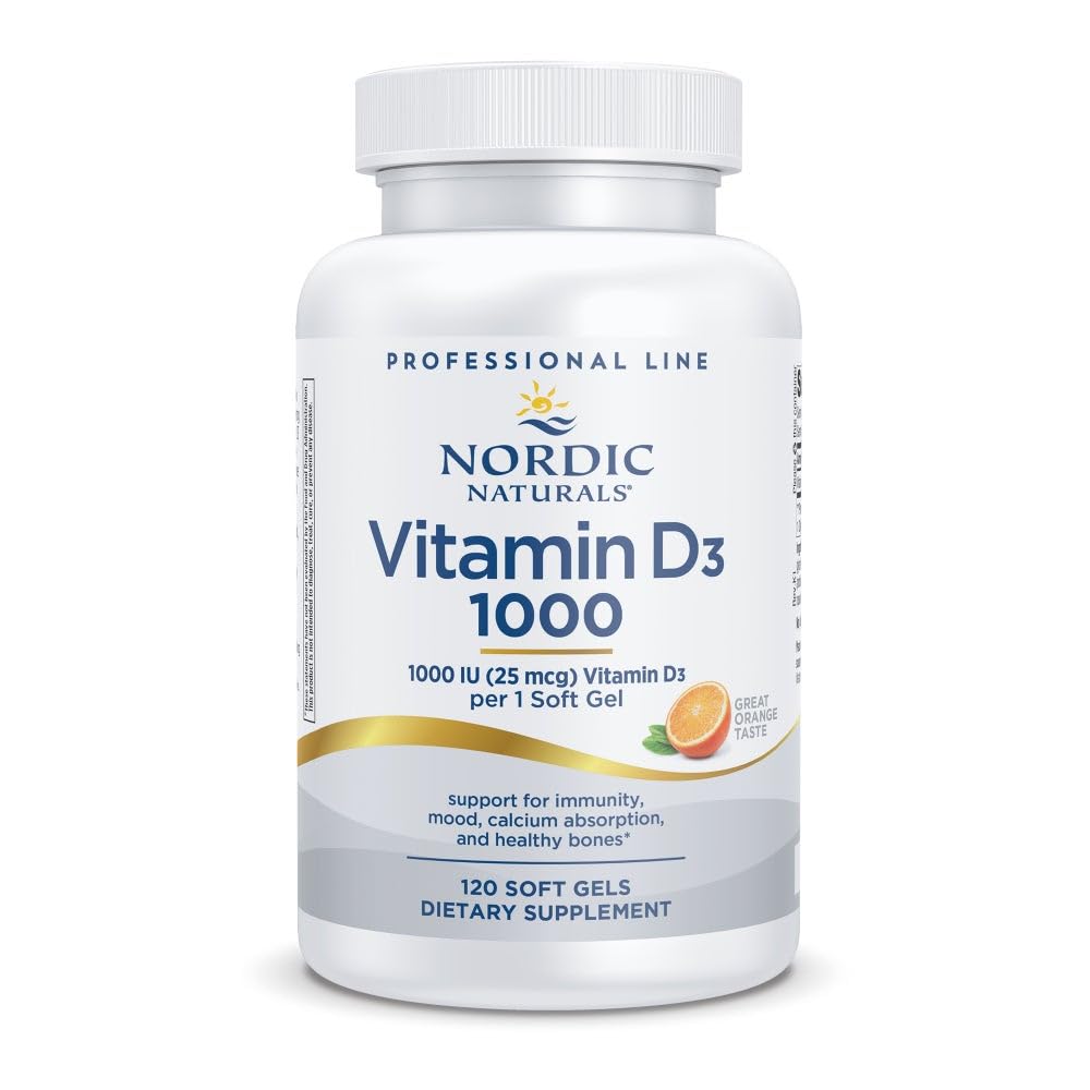 Nordic Naturals Pro Vitamin D3 1000 بنكهة البرتقال – 120 كبسولة هلامية صغيرة، 1000 وحدة دولية