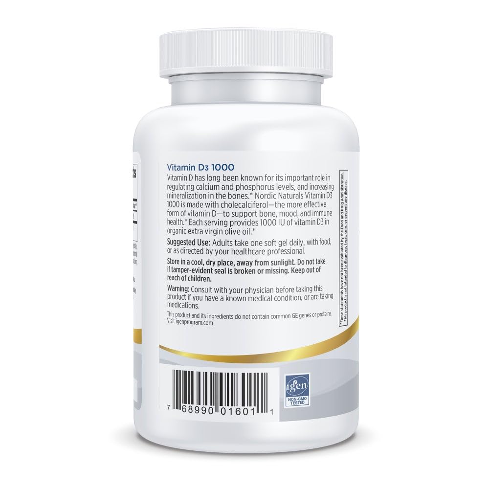 Nordic Naturals Pro Vitamin D3 1000 بنكهة البرتقال – 120 كبسولة هلامية صغيرة، 1000 وحدة دولية