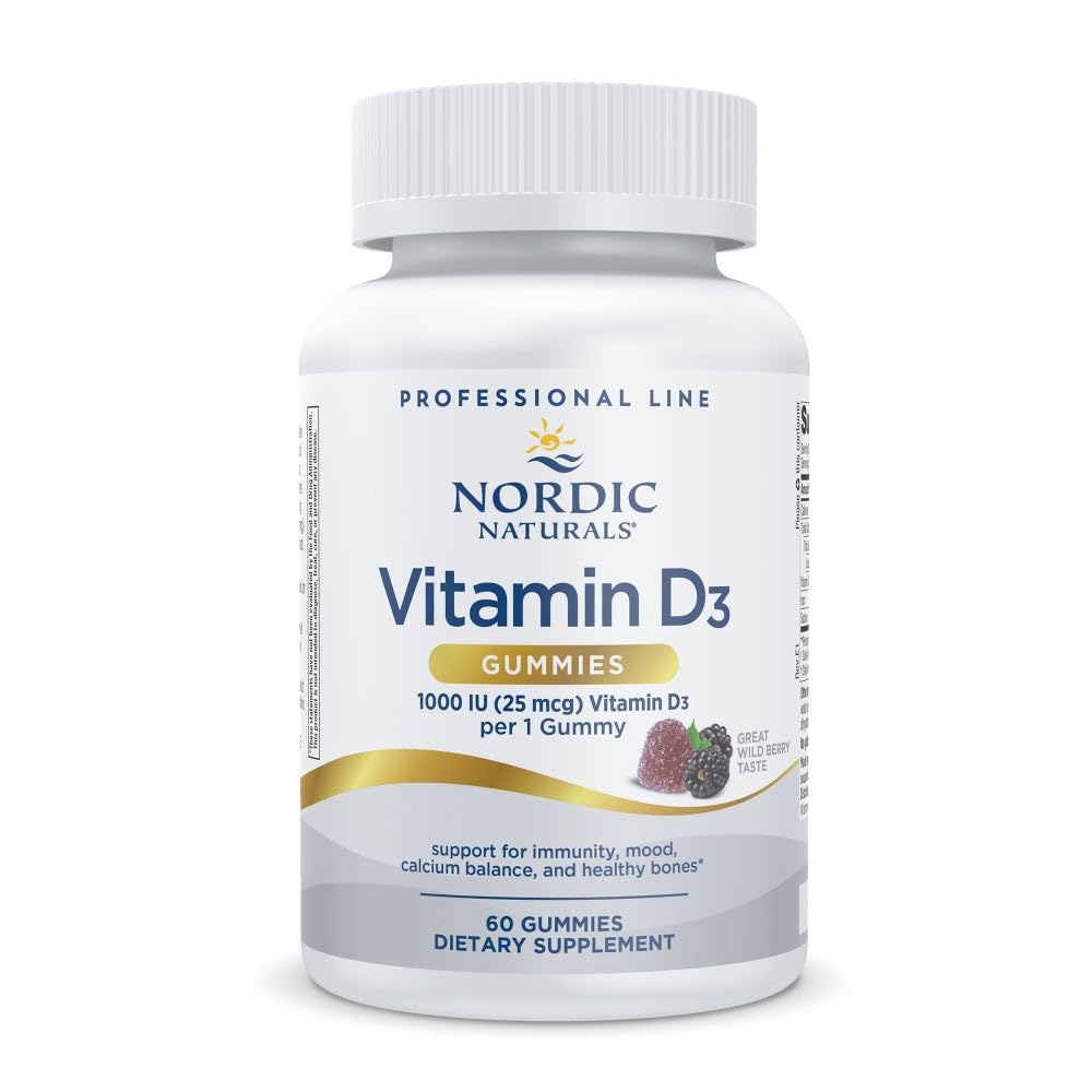 Nordic Naturals Pro Vitamin D3 Gummies - توت بري، 1000 وحدة دولية (60 قطعة حلوى)
