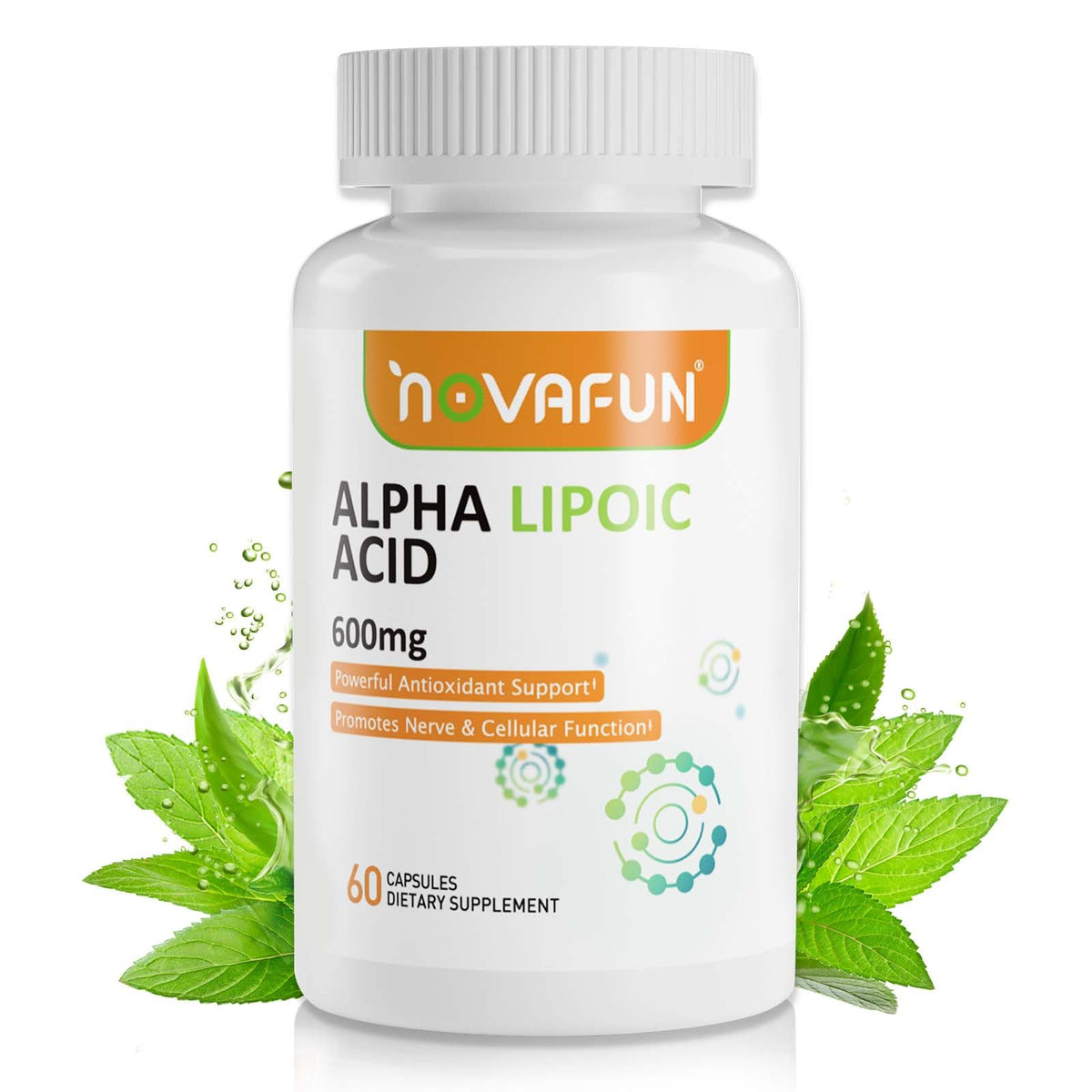 Novafun ALA 600mg Capsules β Nerve Health & Antioxidant Support (60 Count) | Non-GMO, Gluten Free