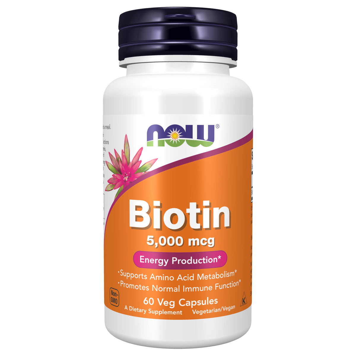 NOW Foods Biotin 5,000 mcg – 60 Veg Capsules | Hair, Skin, Nails