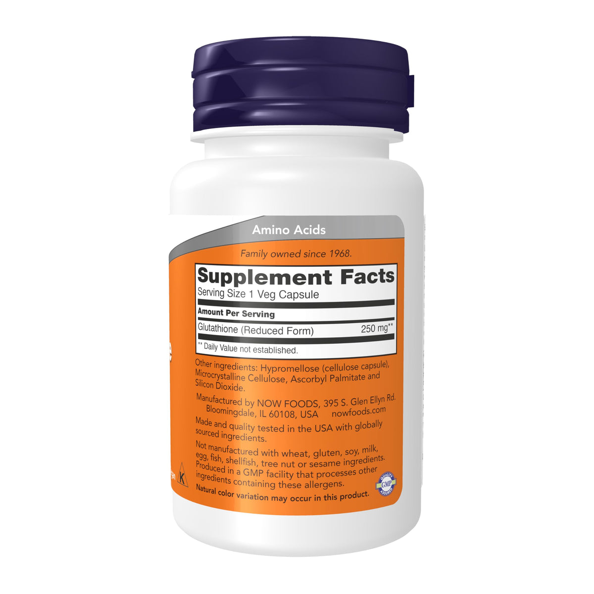 NOW Foods جلوتاثيون 250 ملغ - دعم إزالة السموم وحماية من الجذور الحرة - 60 كبسولة نباتية