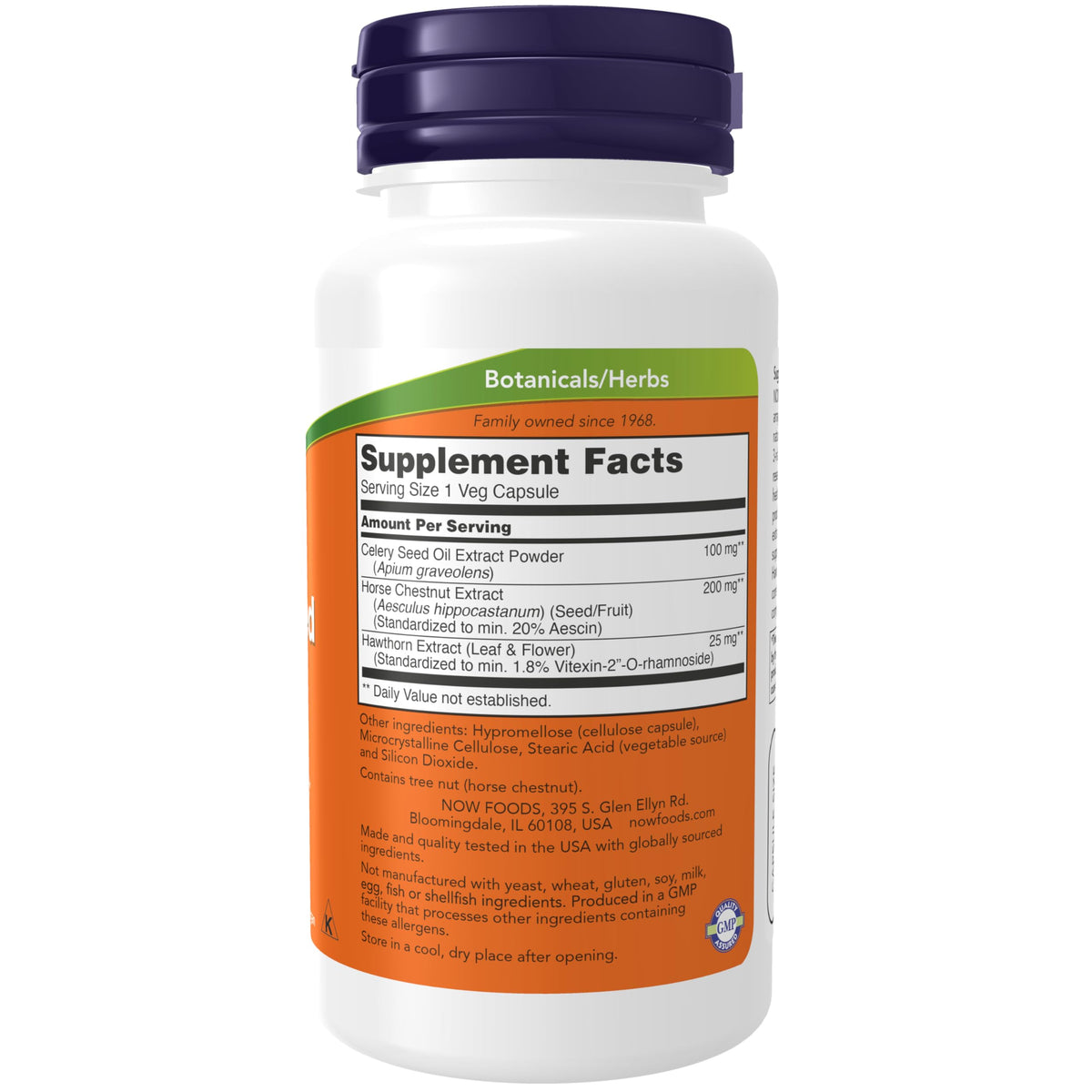 NOW Foods مستخلص بذور الكرفس مع كستناء الحصان والزعرور - 60 كبسولة نباتية