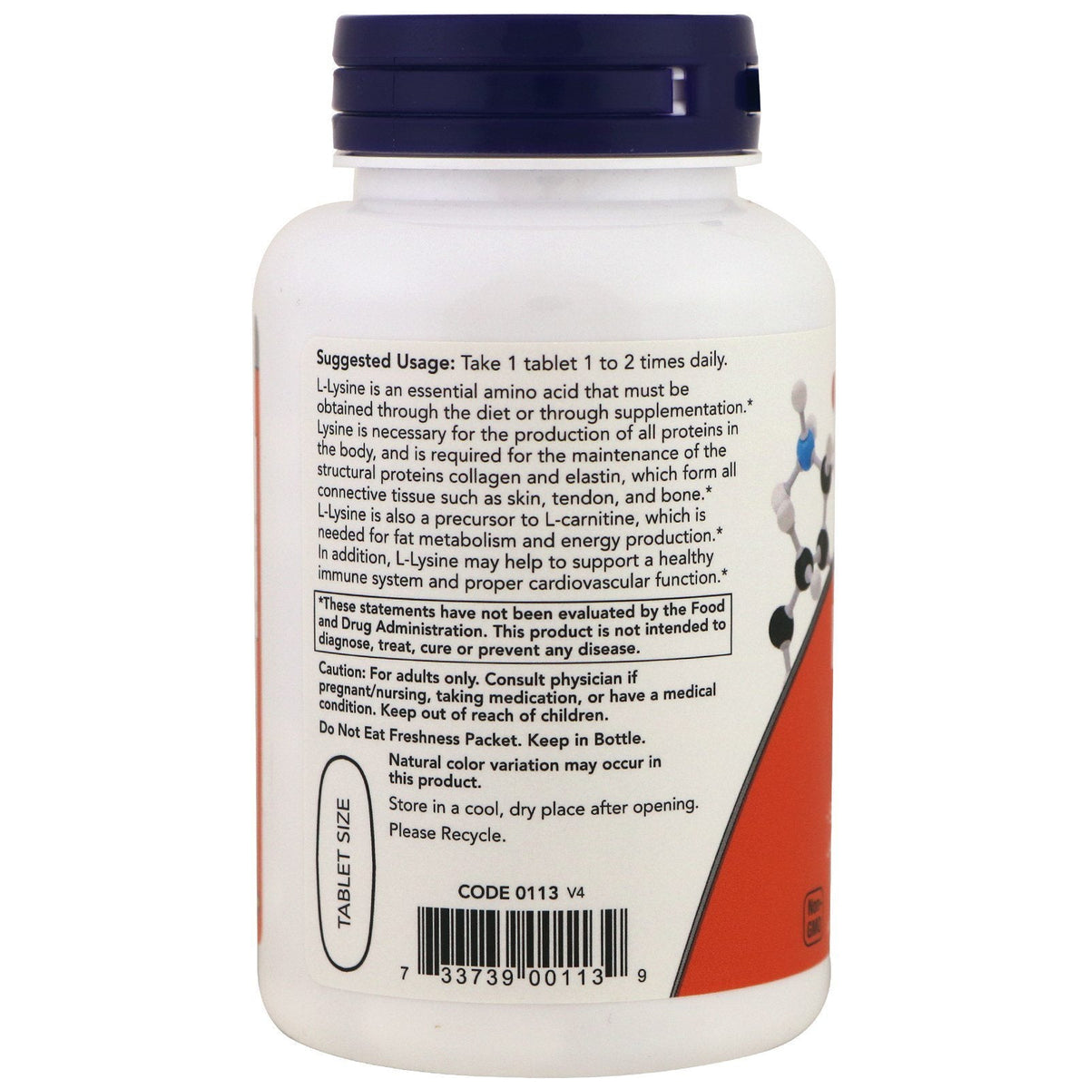 NOW Foods L-Lysine HCl 1000 mg β Double Strength, 100 Tablets