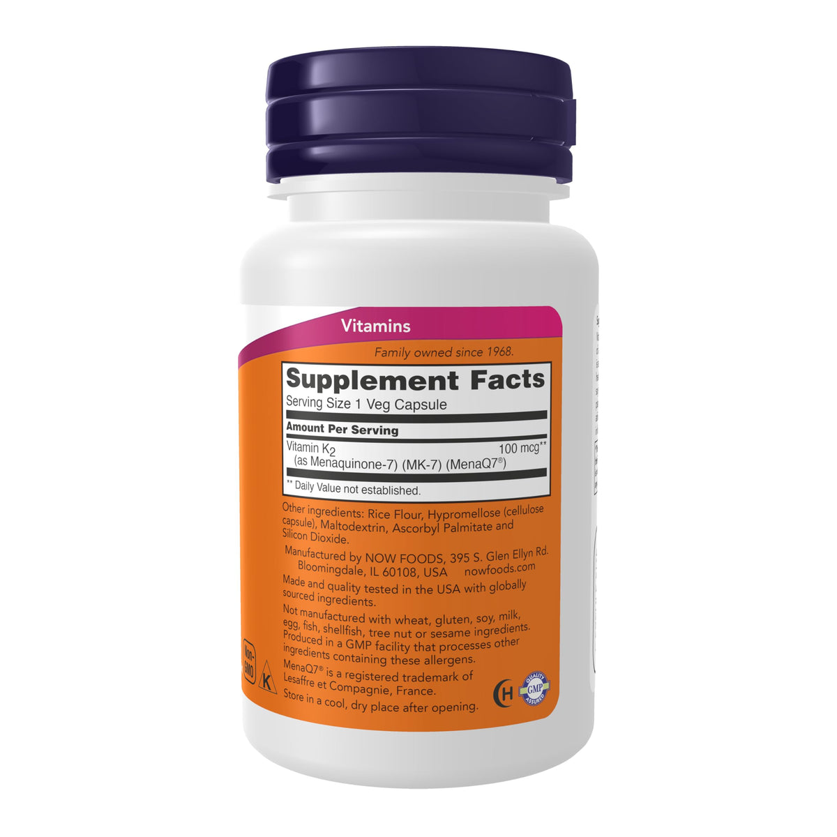 كبسولات NOW Foods فيتامين K-2 MK-7 بتركيز 100 مكجم نباتية – لصحة القلب والعظام