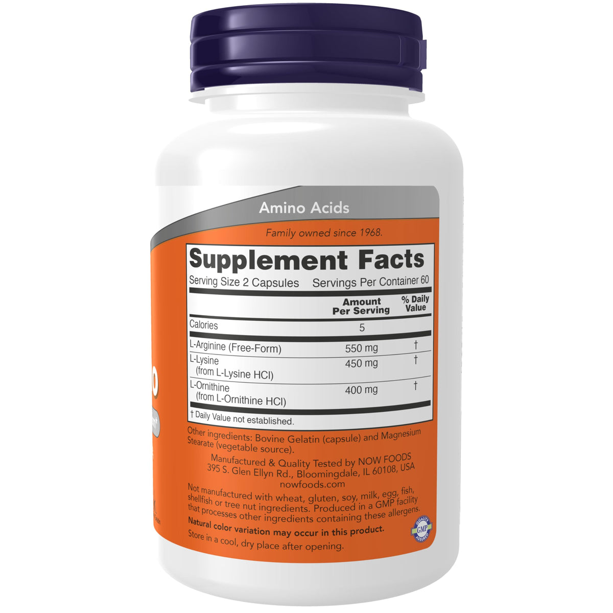 NOW Foods Tri-Amino with L-Arginine, L-Ornithine & L-Lysine β 120 Capsules
