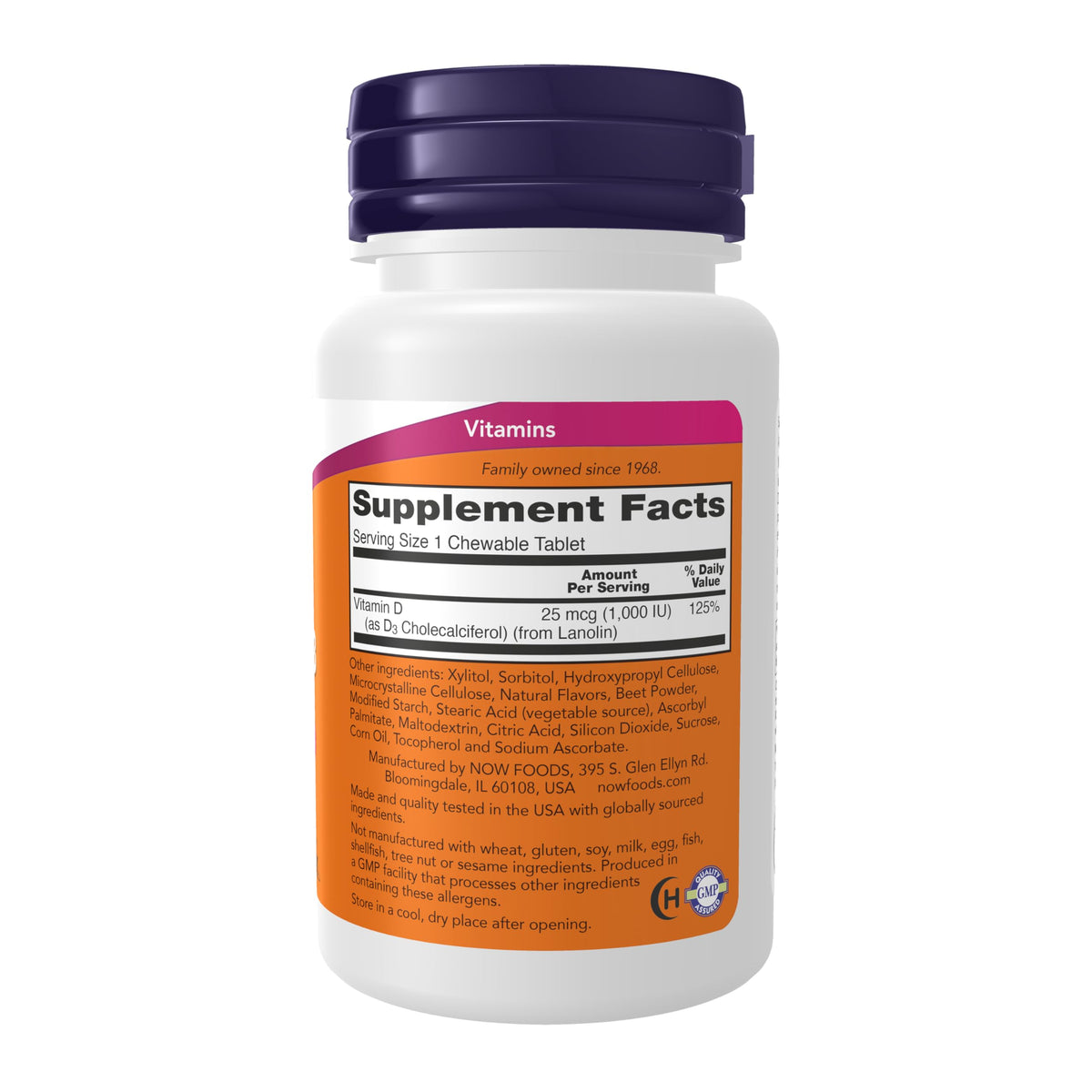 NOW Foods Supplements, Vitamin D-3 1,000 IU, Natural Fruit Flavor, Structural Support*, 180 Chewables
