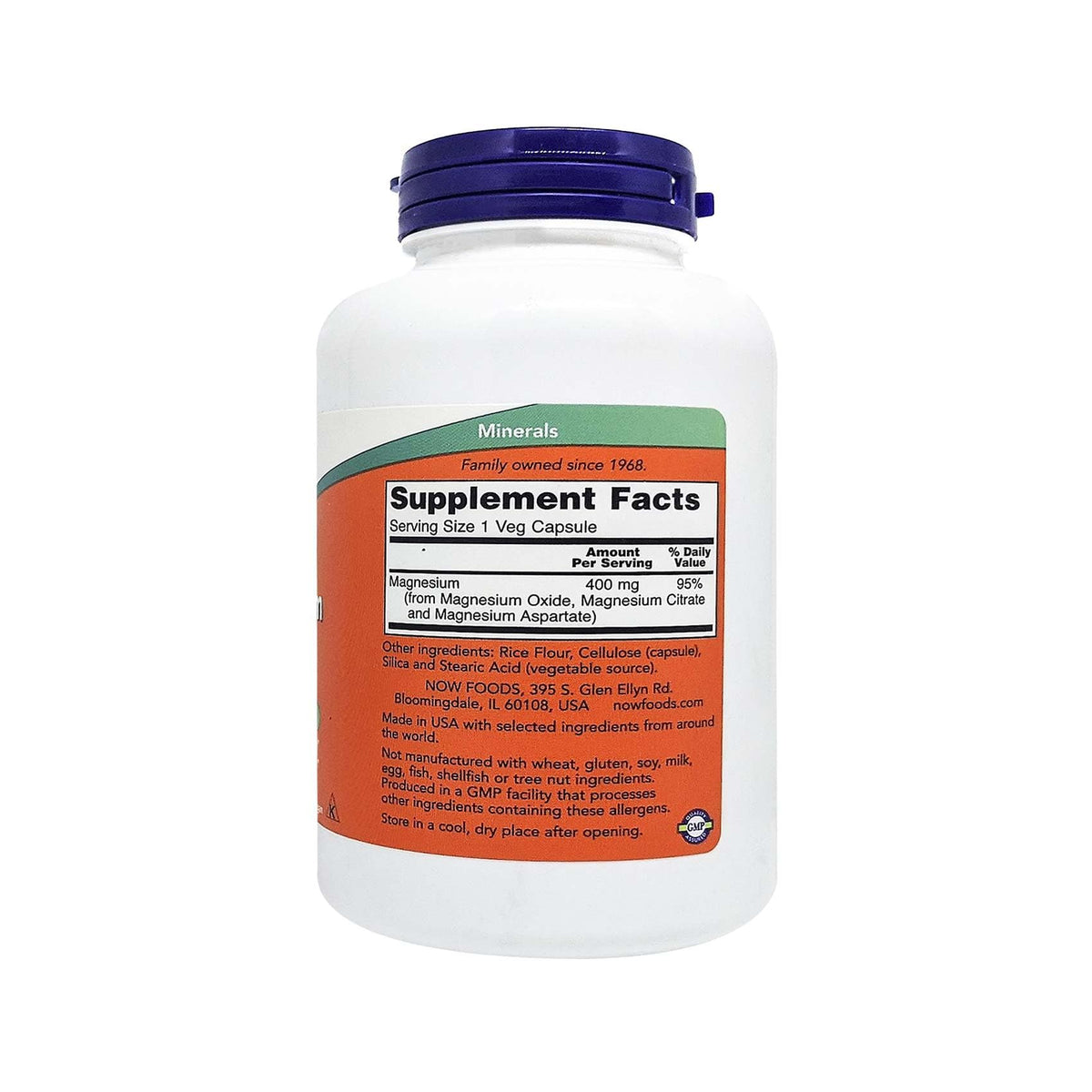 NOW Magnesium 400mg - 180 كبسولة نباتية | يدعم إنتاج الطاقة