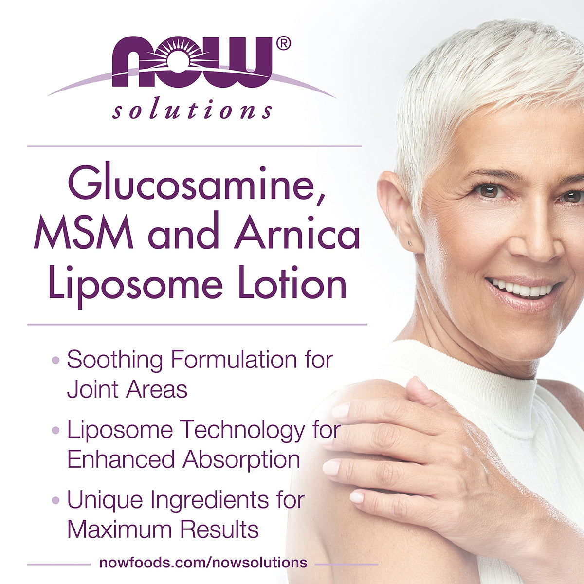 لوشن NOW Foods Solutions الليبوسومي من الجلوكوزامين وMSM والأرنيكا للمفاصل، 8 أوقية