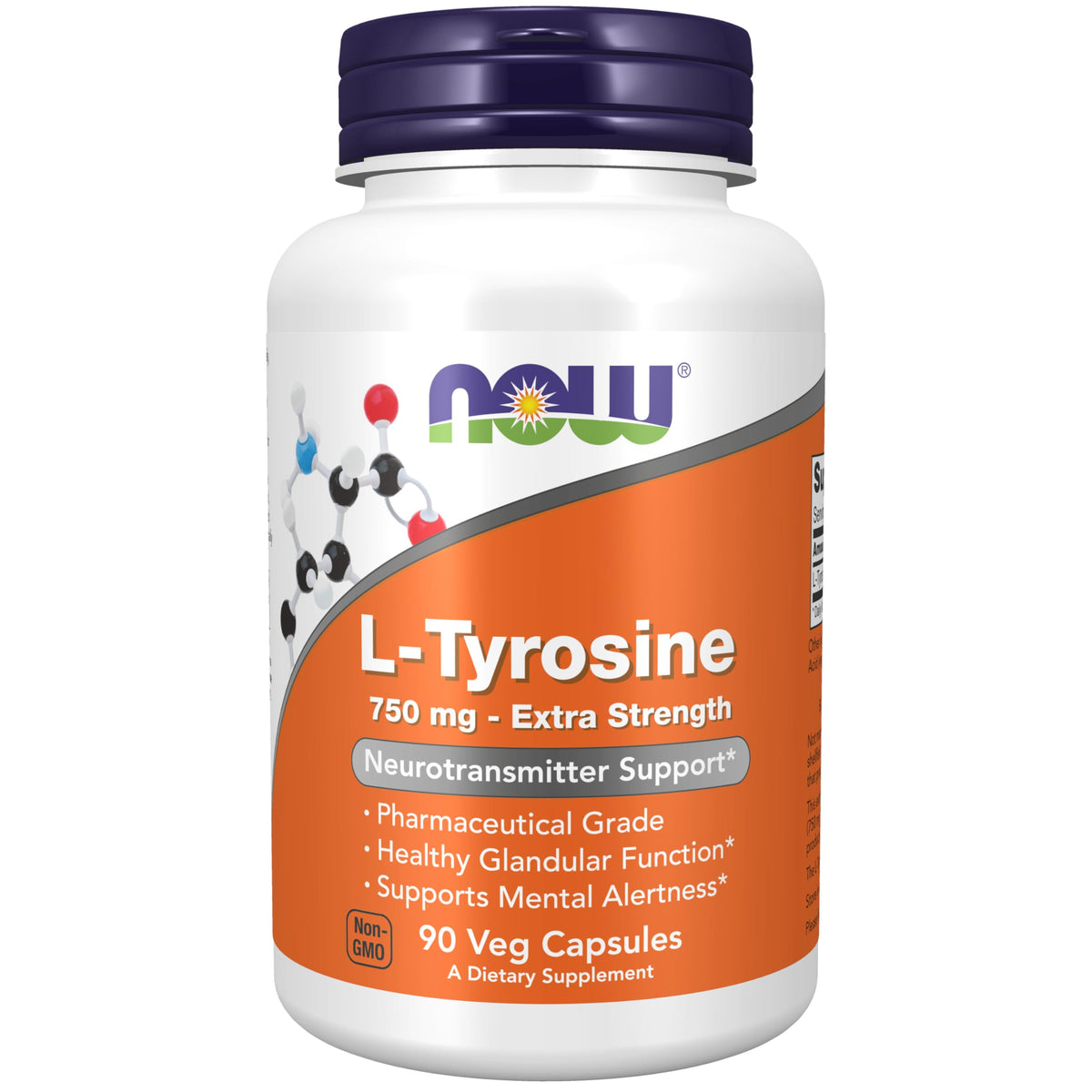 NOW Supplements L-Tyrosine 750 mg – يدعم اليقظة الذهنية وصحة النواقل العصبية | 90 كبسولة نباتية