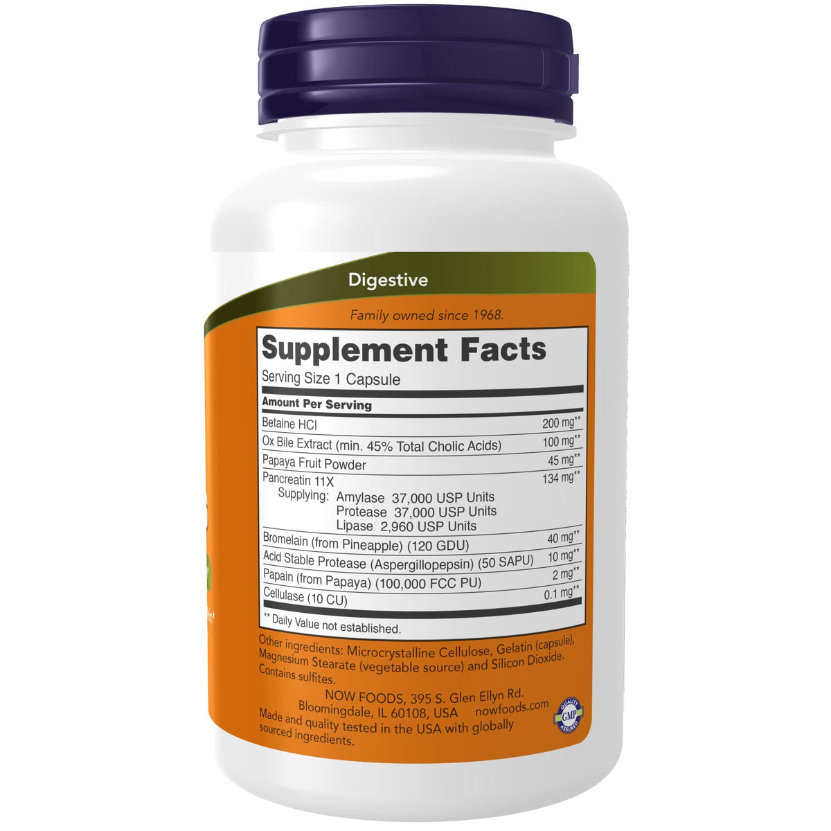 NOW Supplements Super Enzymes 90 Capsules – بروميلين، أملاح صفراء ثور، بنكرياتين وباباين