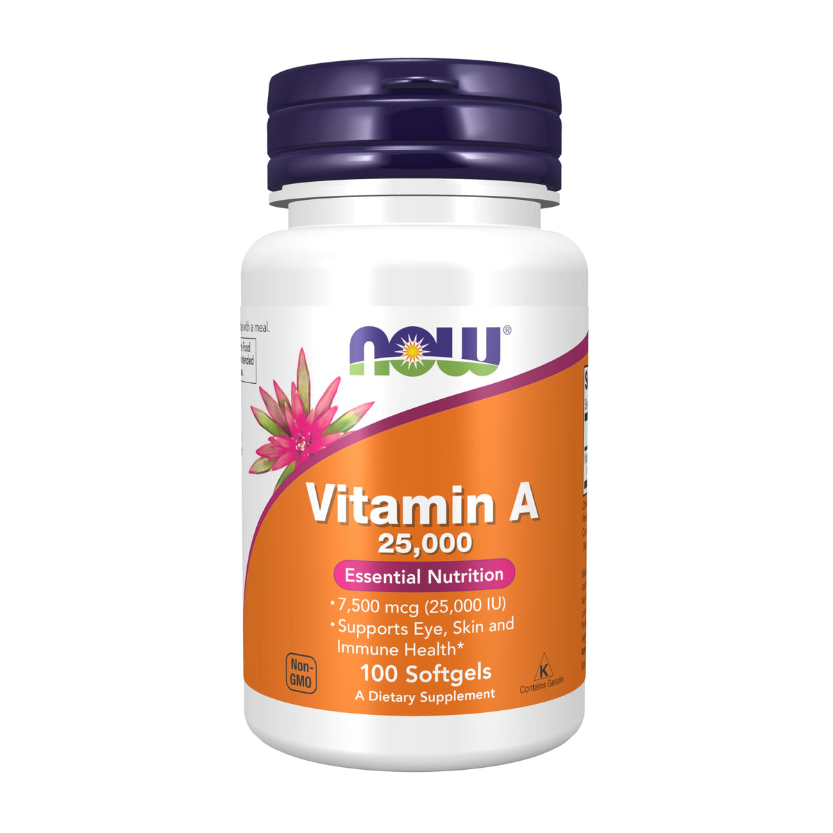 NOW Supplements فيتامين أ (زيت كبد السمك) 25,000 وحدة دولية – 100 كبسولة هلامية | تغذية أساسية