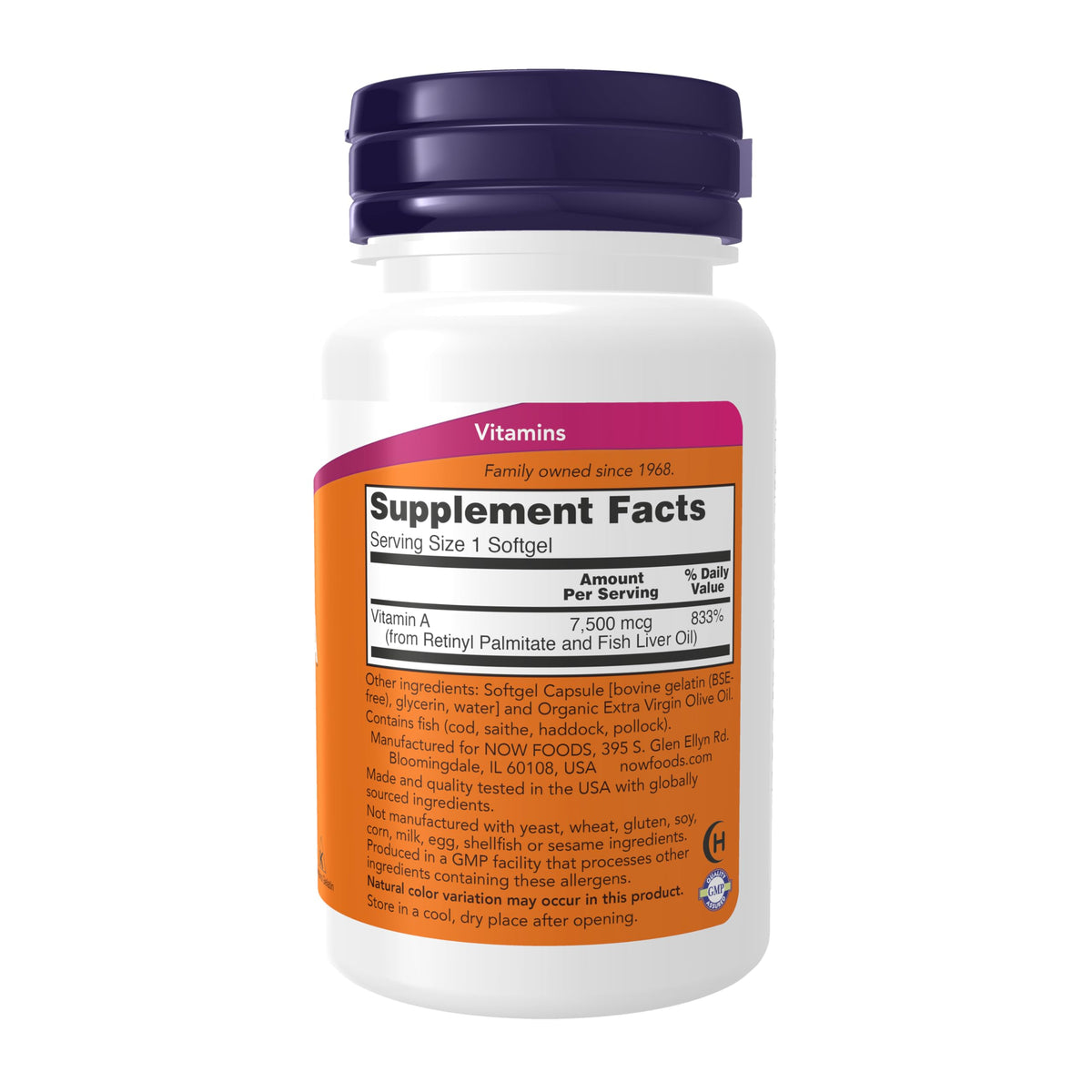 NOW Supplements فيتامين أ (زيت كبد السمك) 25,000 وحدة دولية – 100 كبسولة هلامية | تغذية أساسية