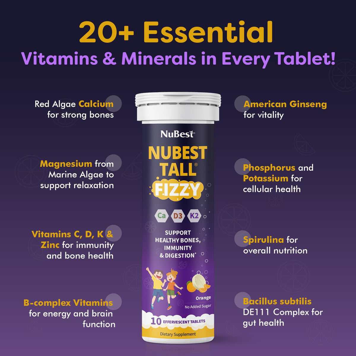 NuBest Tall Fizzy - Kids Bone Health, Immunity & Digestion (Pack 3)