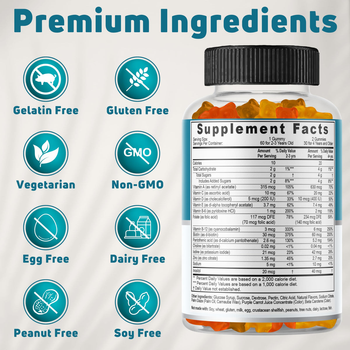 NUELATION Kids Multivitamin Gummies β 30-60 Day Supply, 14 Vitamins | Non-GMO, Gelatin-Free