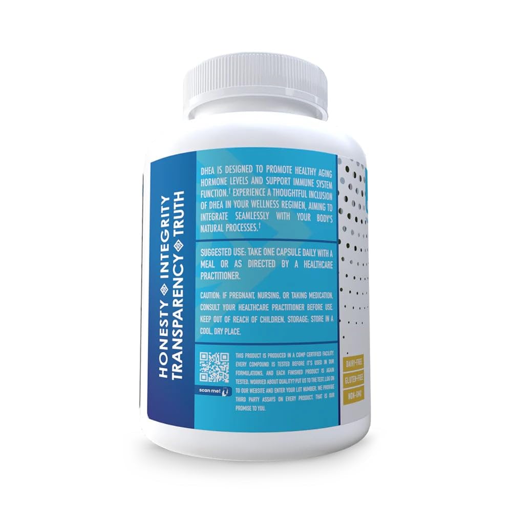 NuEthix DHEA 25mg للنساء والرجال - مستخلص الجريب فروت، 60 حصة، خالٍ من السكر، خالٍ من الجلوتين، غير معدل وراثيًا